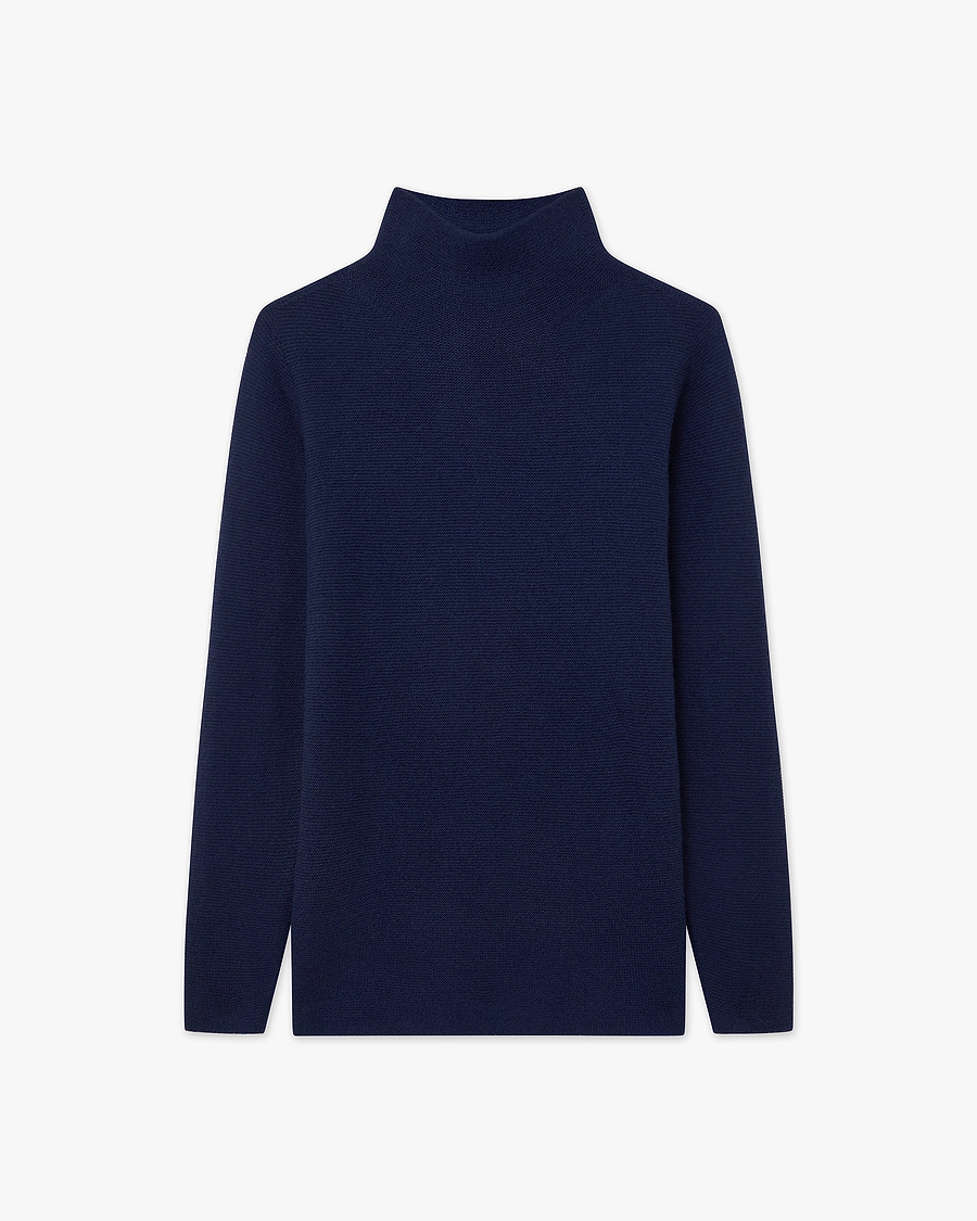 Soffio Mock Neck Sweater - Blue Cashmere