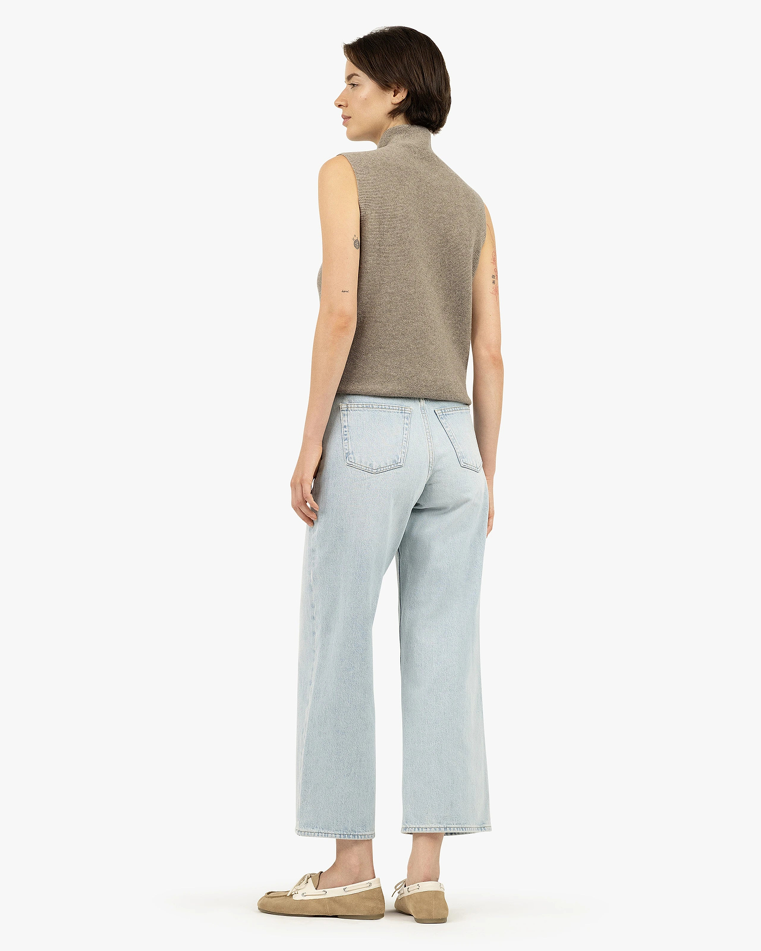 Soffio Mock Neck Top - Taupe Cashmere