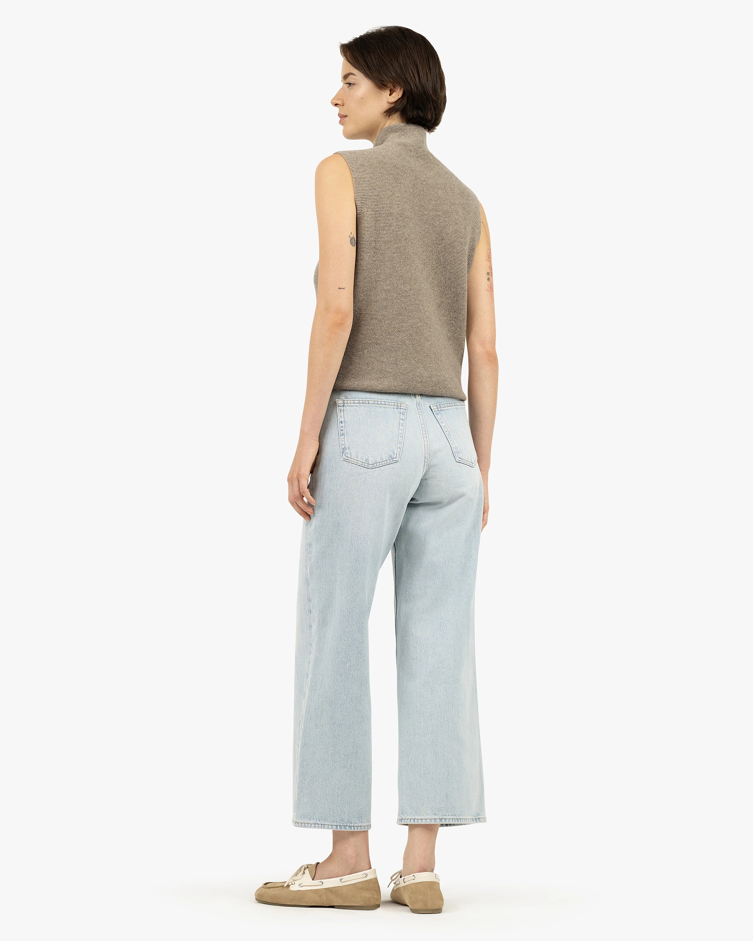 Soffio Mock Neck Top - Taupe Cashmere