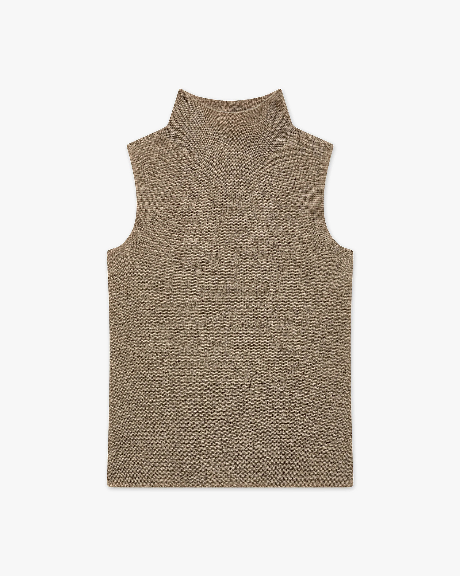 Soffio Mock Neck Top - Taupe Cashmere