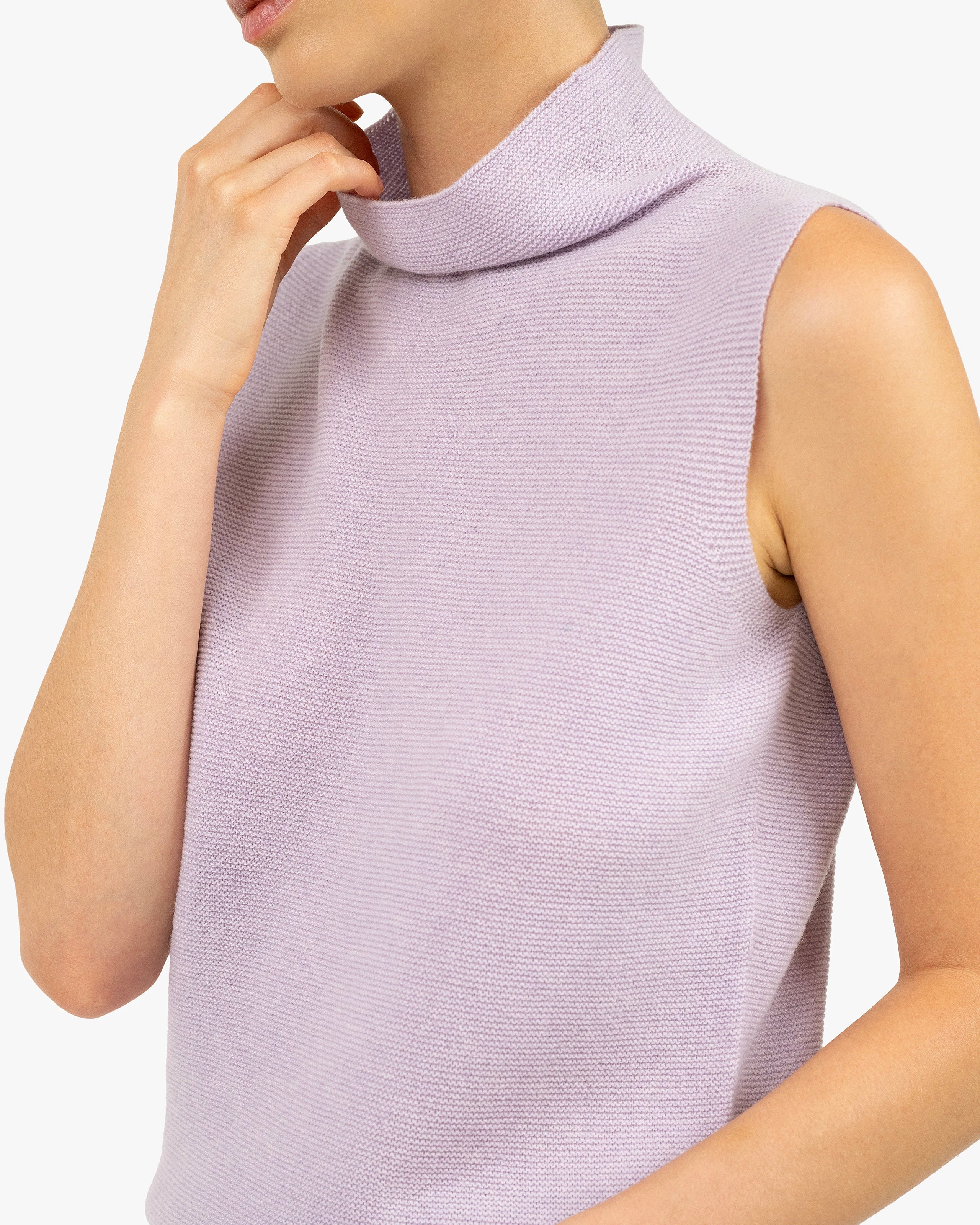 Soffio Mock Neck Top - Lilac Cashmere