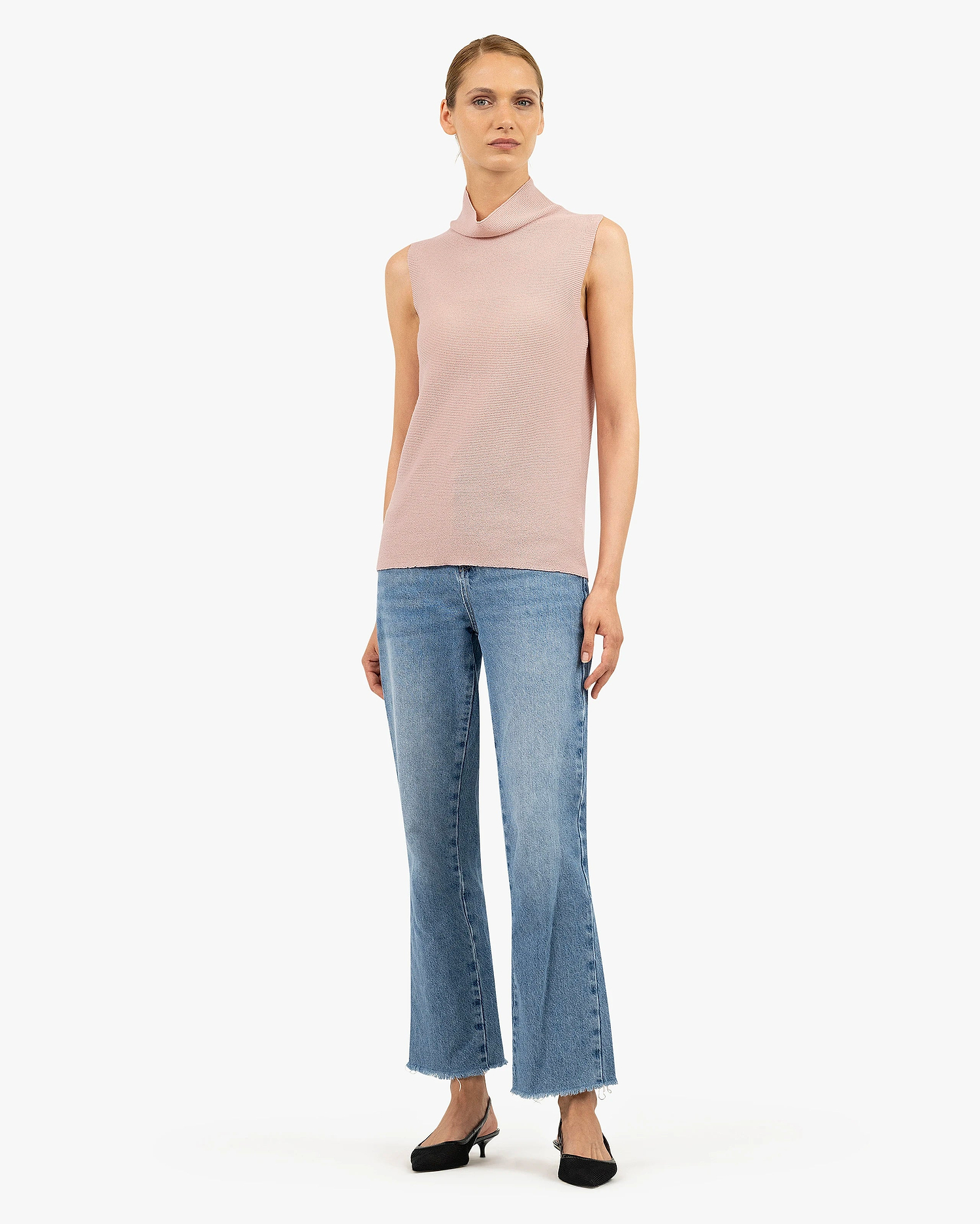 Soffio Mock Neck Top - Rose Cashmere