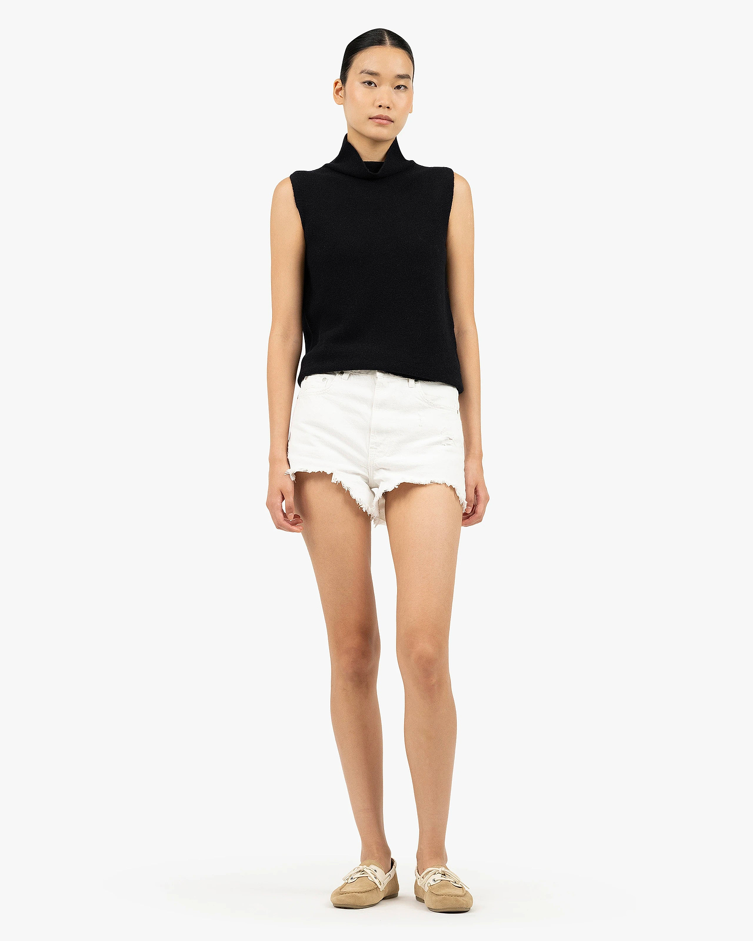 Soffio Mock Neck Top - Black Cashmere