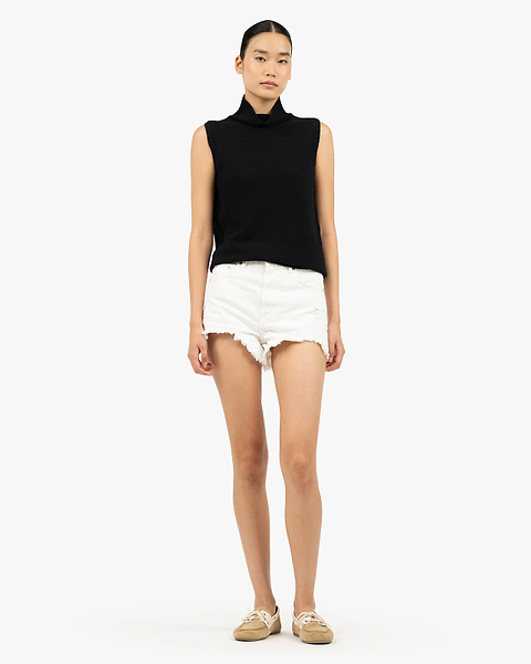 Soffio Mock Neck Top - Black Cashmere