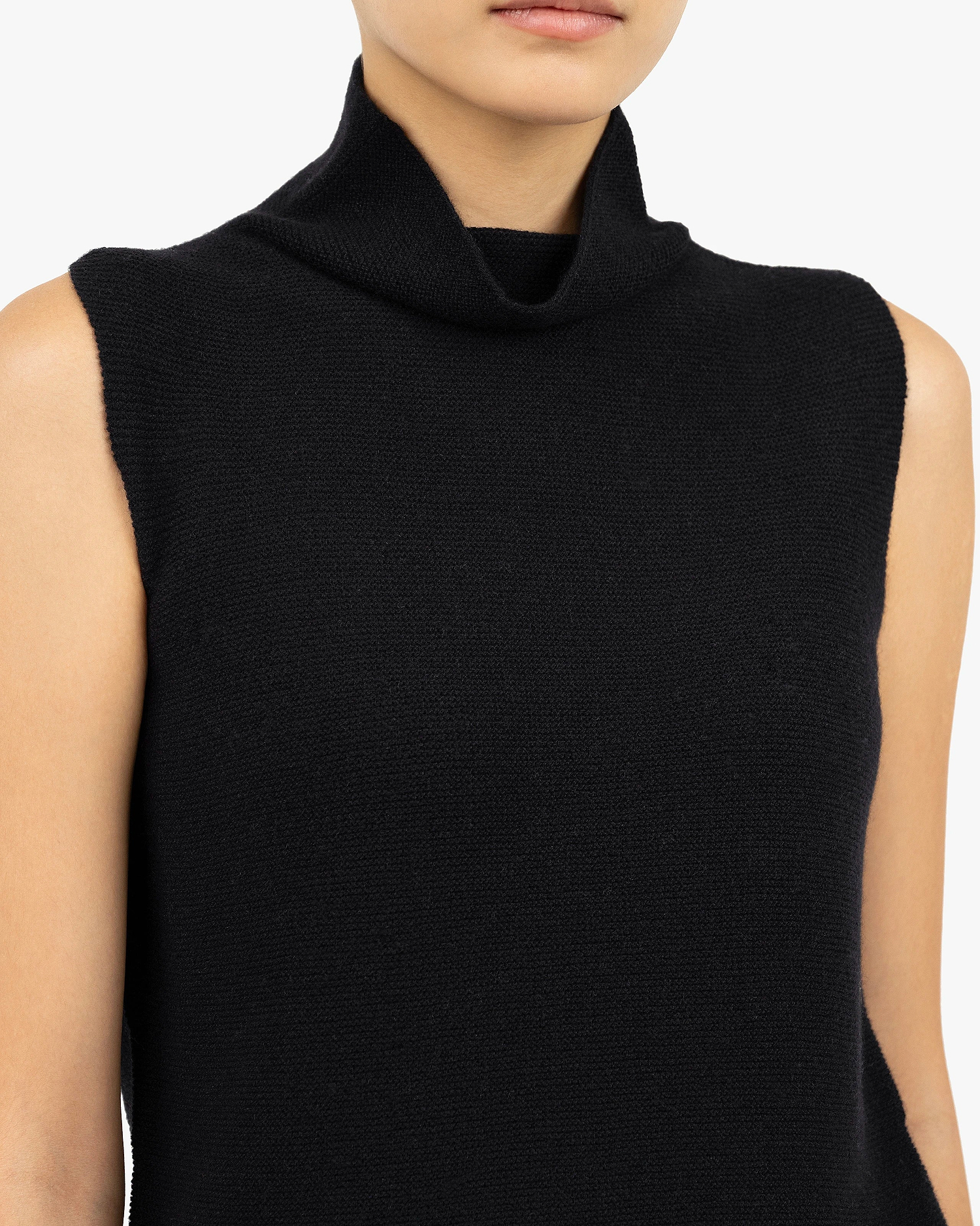 Soffio Mock Neck Top - Black Cashmere