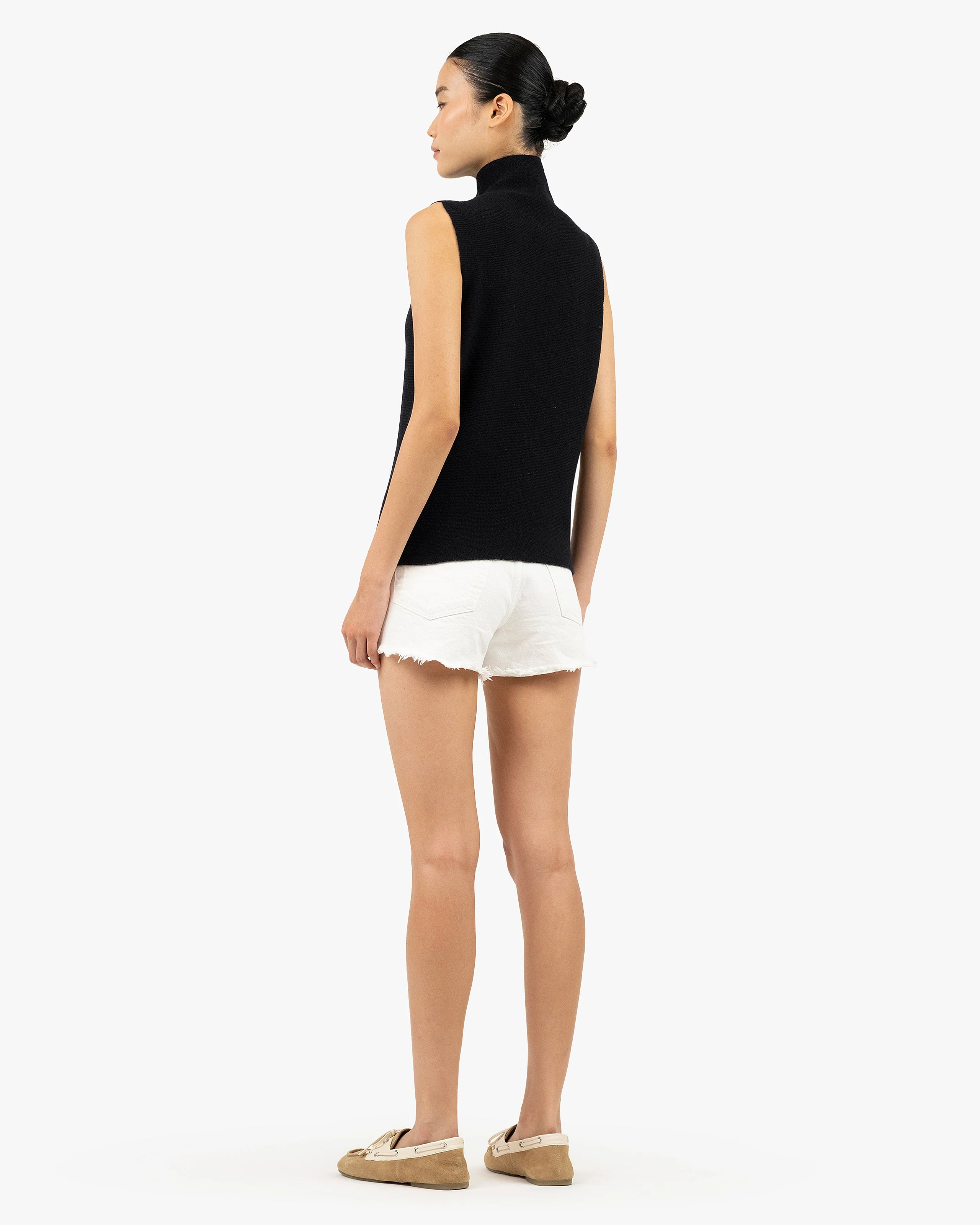 Soffio Mock Neck Top - Black Cashmere