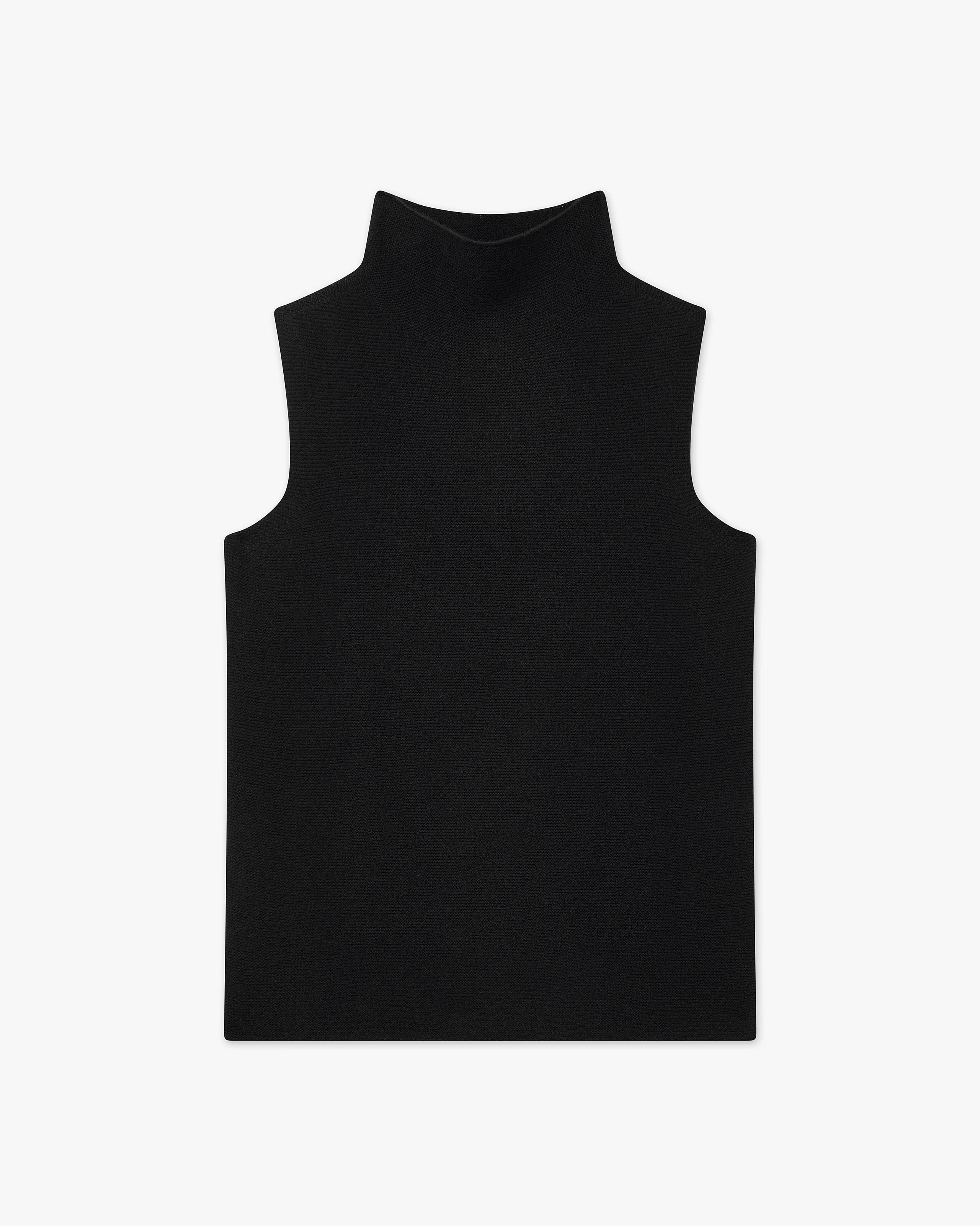 Soffio Mock Neck Top - Black Cashmere