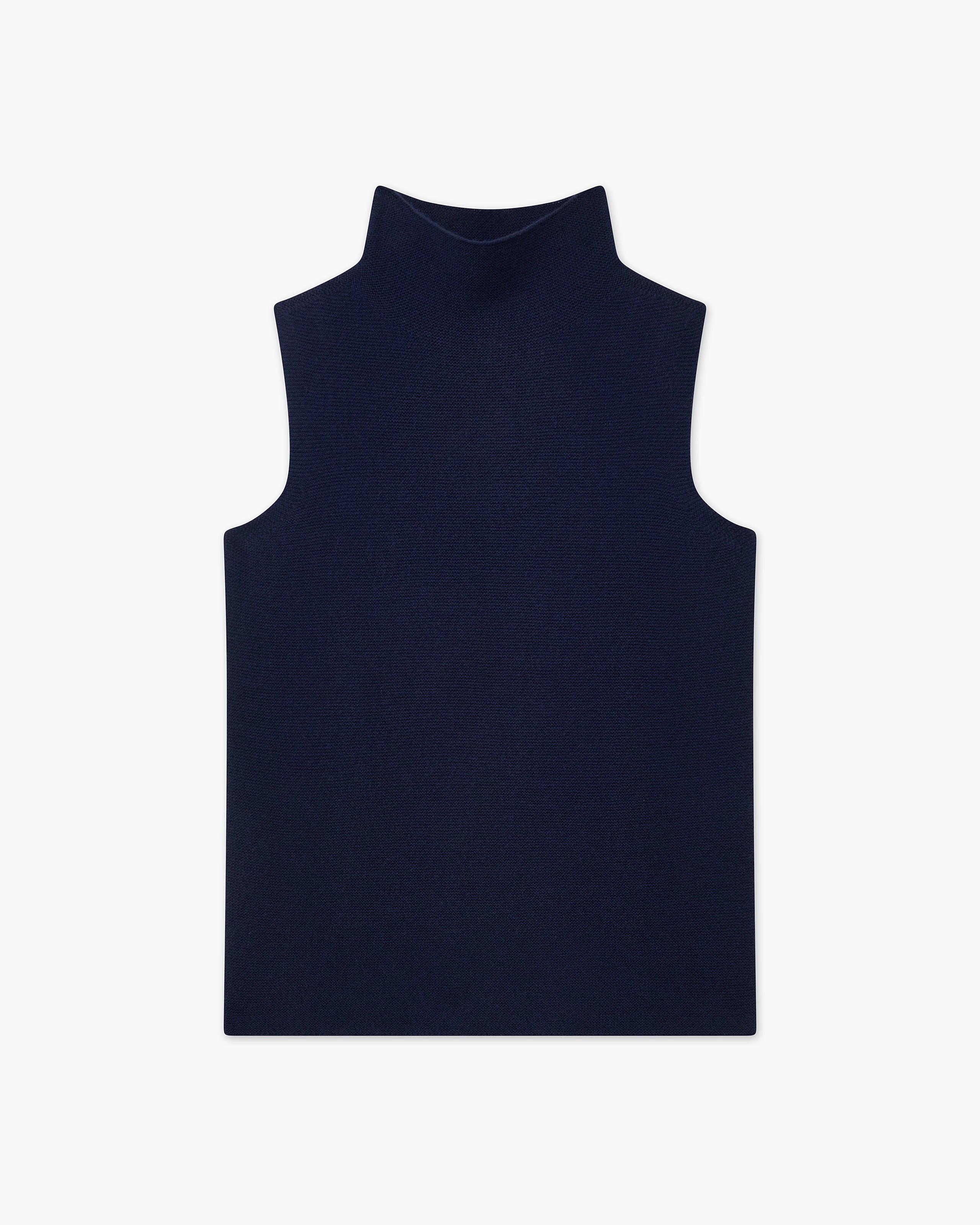 Soffio Mock Neck Top - Blue Cashmere