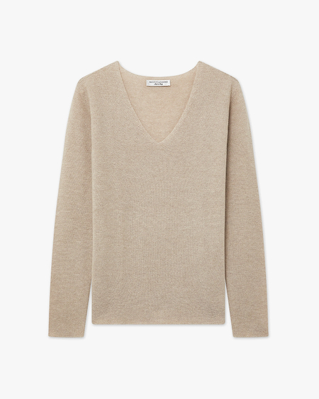 Women's Soffio V-Neck Sweater - Beige Cashmere