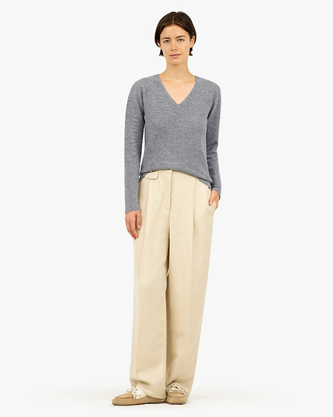 Women's Soffio V-Neck Sweater - Medium Grey Cashmere