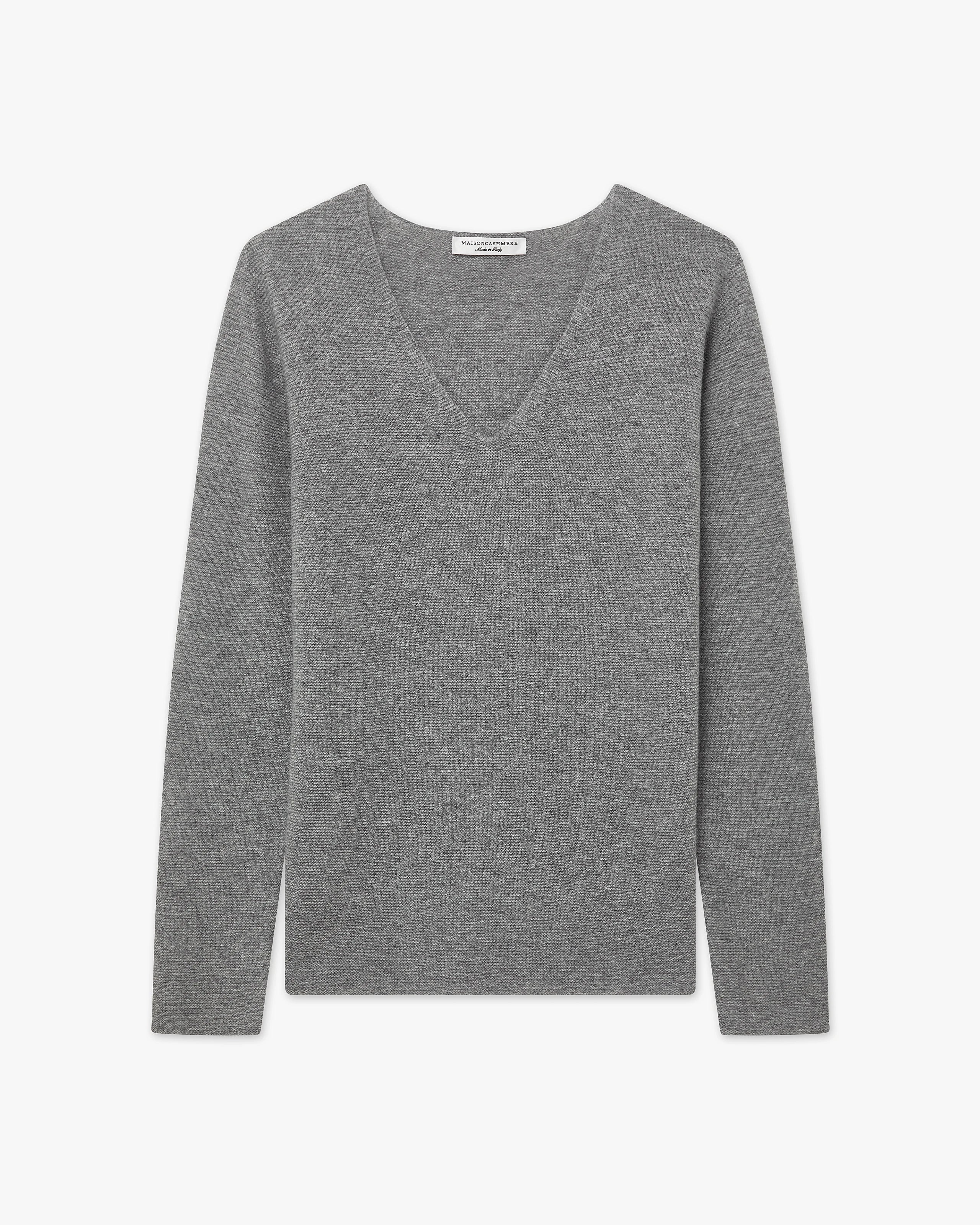 Women's Soffio V-Neck Sweater - Medium Grey Cashmere