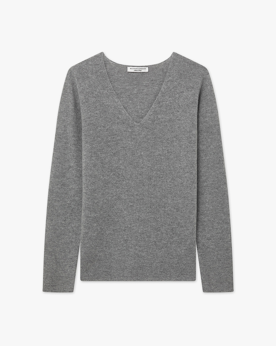 Women's Soffio V-Neck Sweater - Medium Grey Cashmere
