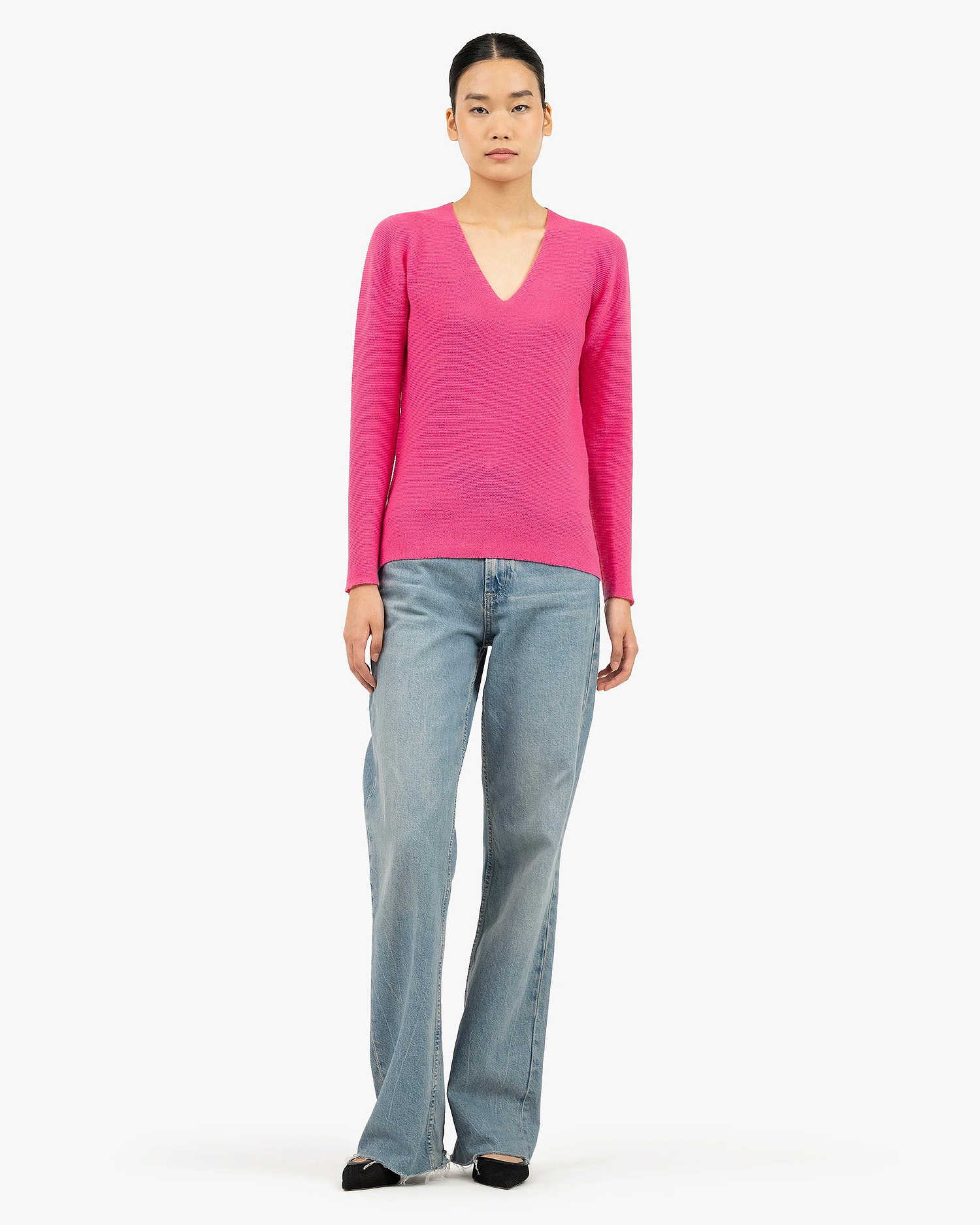 Women's Soffio V-Neck Sweater - Fuchsia Cashmere