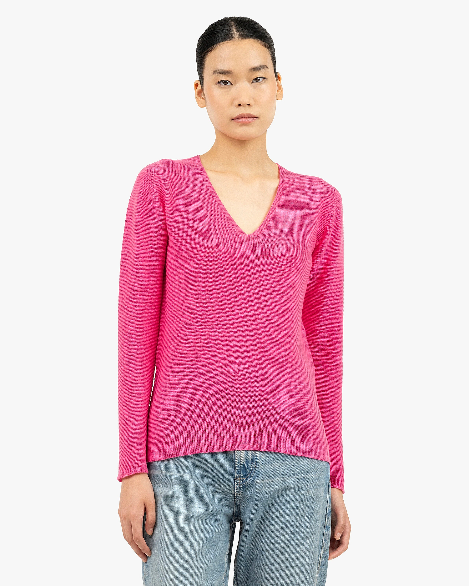 Women's Soffio V-Neck Sweater - Fuchsia Cashmere