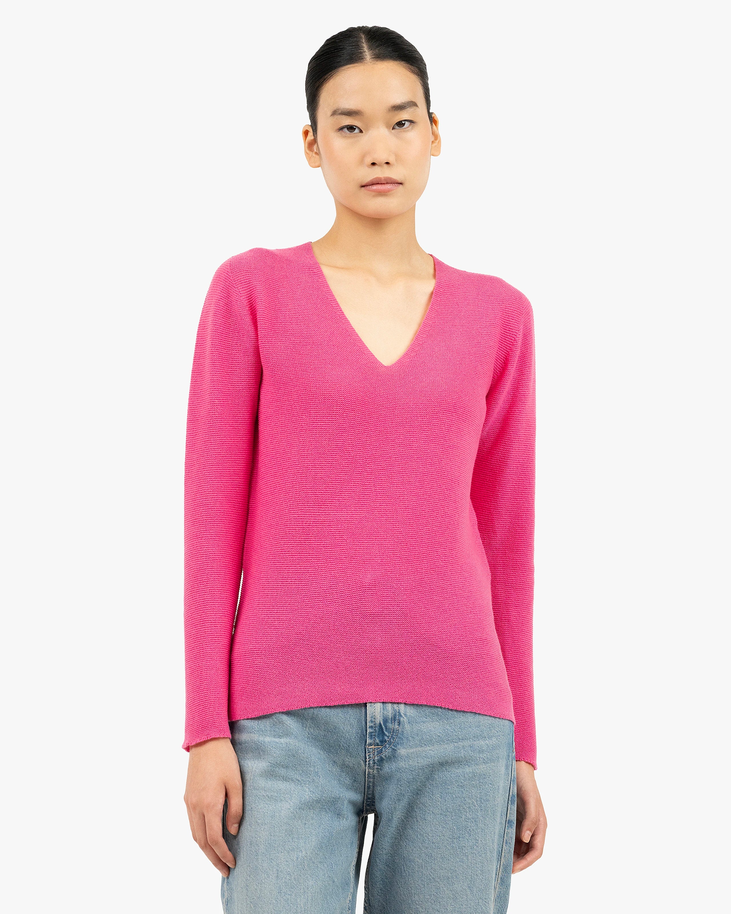 Women's Soffio V-Neck Sweater - Fuchsia Cashmere
