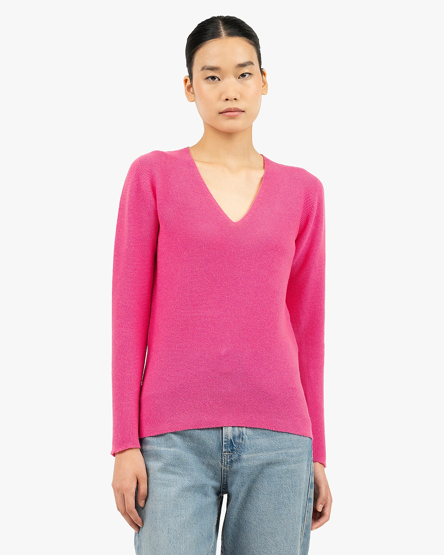 Women's Soffio V-Neck Sweater - Fuchsia Cashmere