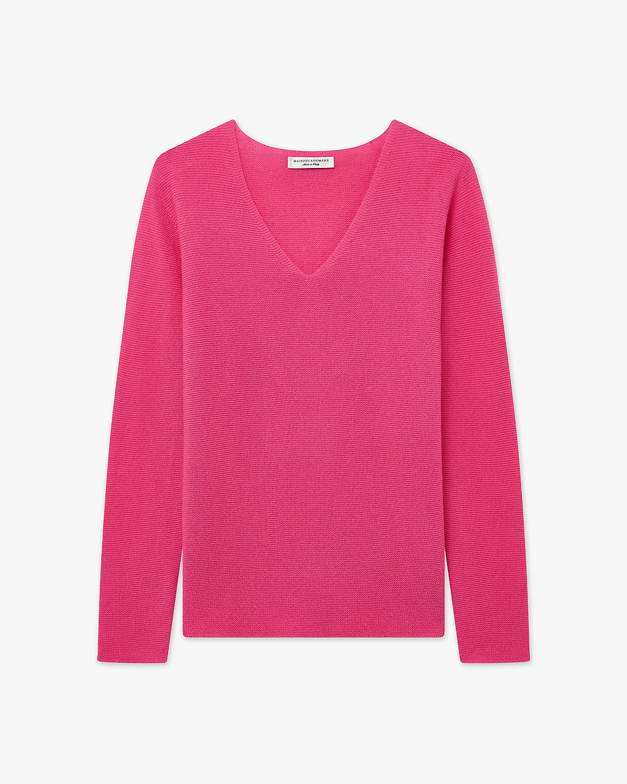 Women's Soffio V-Neck Sweater - Fuchsia Cashmere