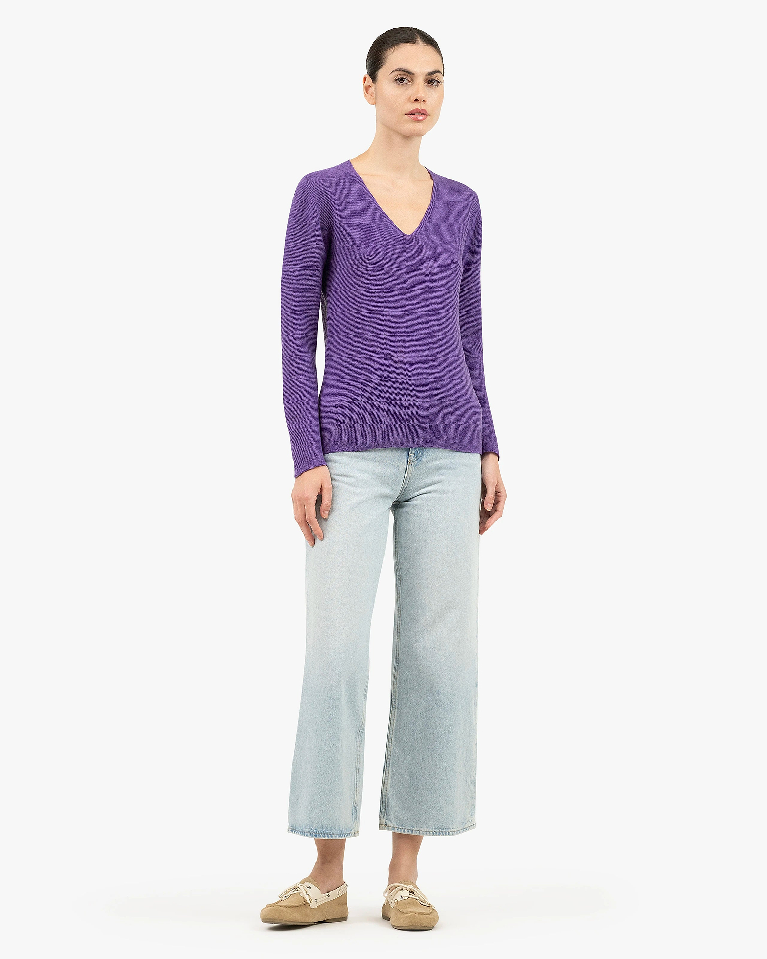 Women's Soffio V-Neck Sweater - Purple Cashmere