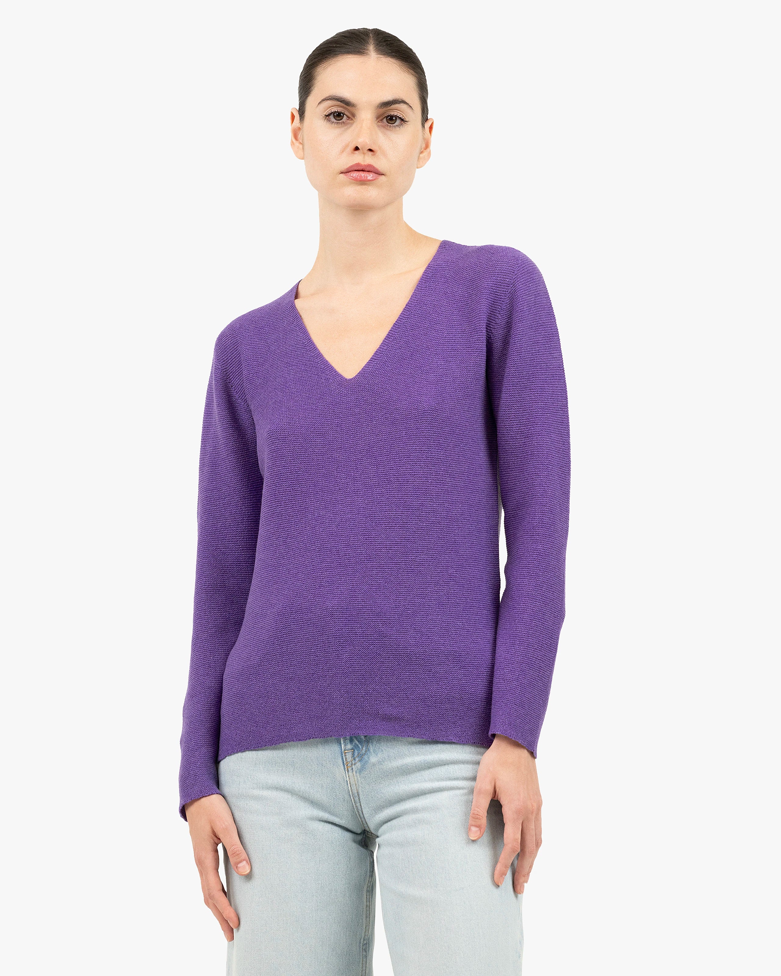 Women's Soffio V-Neck Sweater - Purple Cashmere
