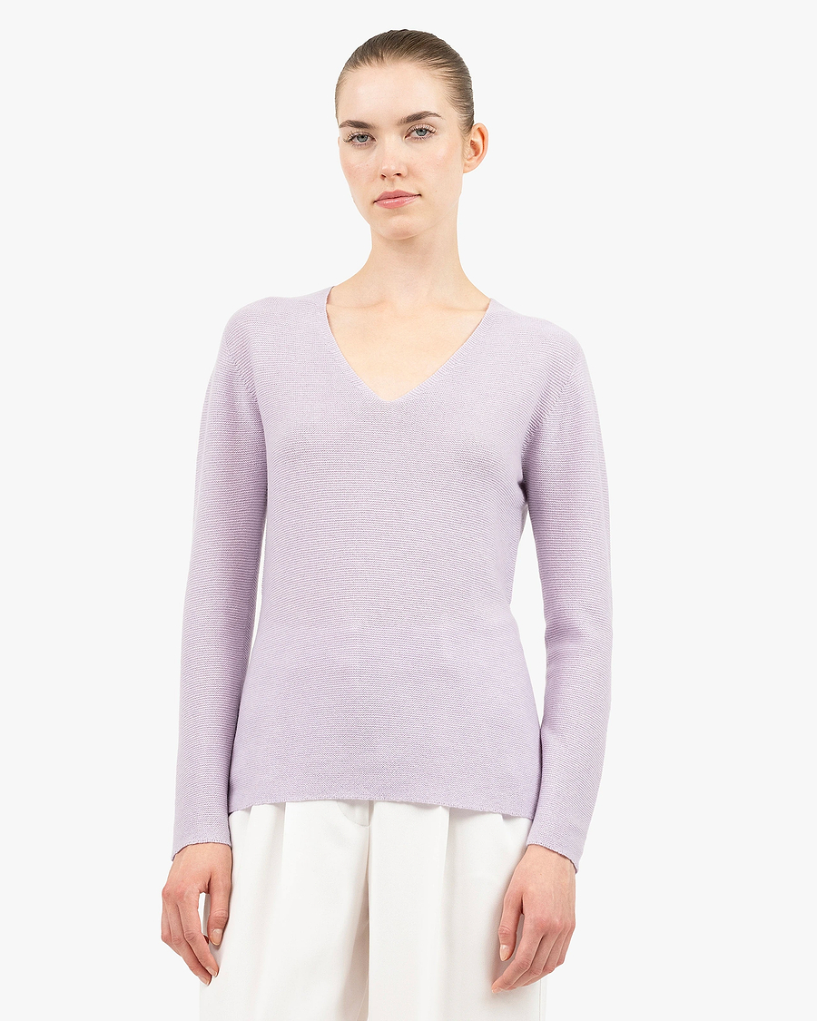 Women's Soffio V-Neck Sweater - Lilac Cashmere