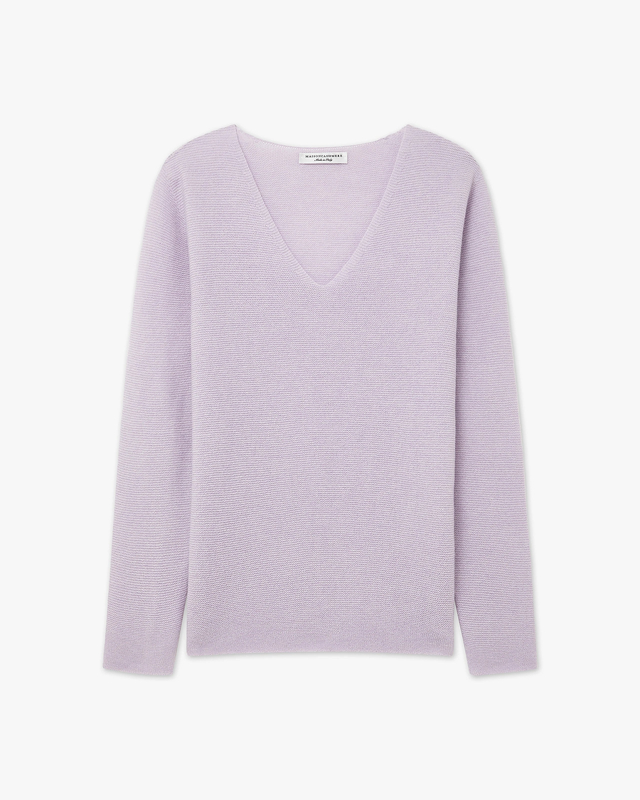 Women's Soffio V-Neck Sweater - Lilac Cashmere