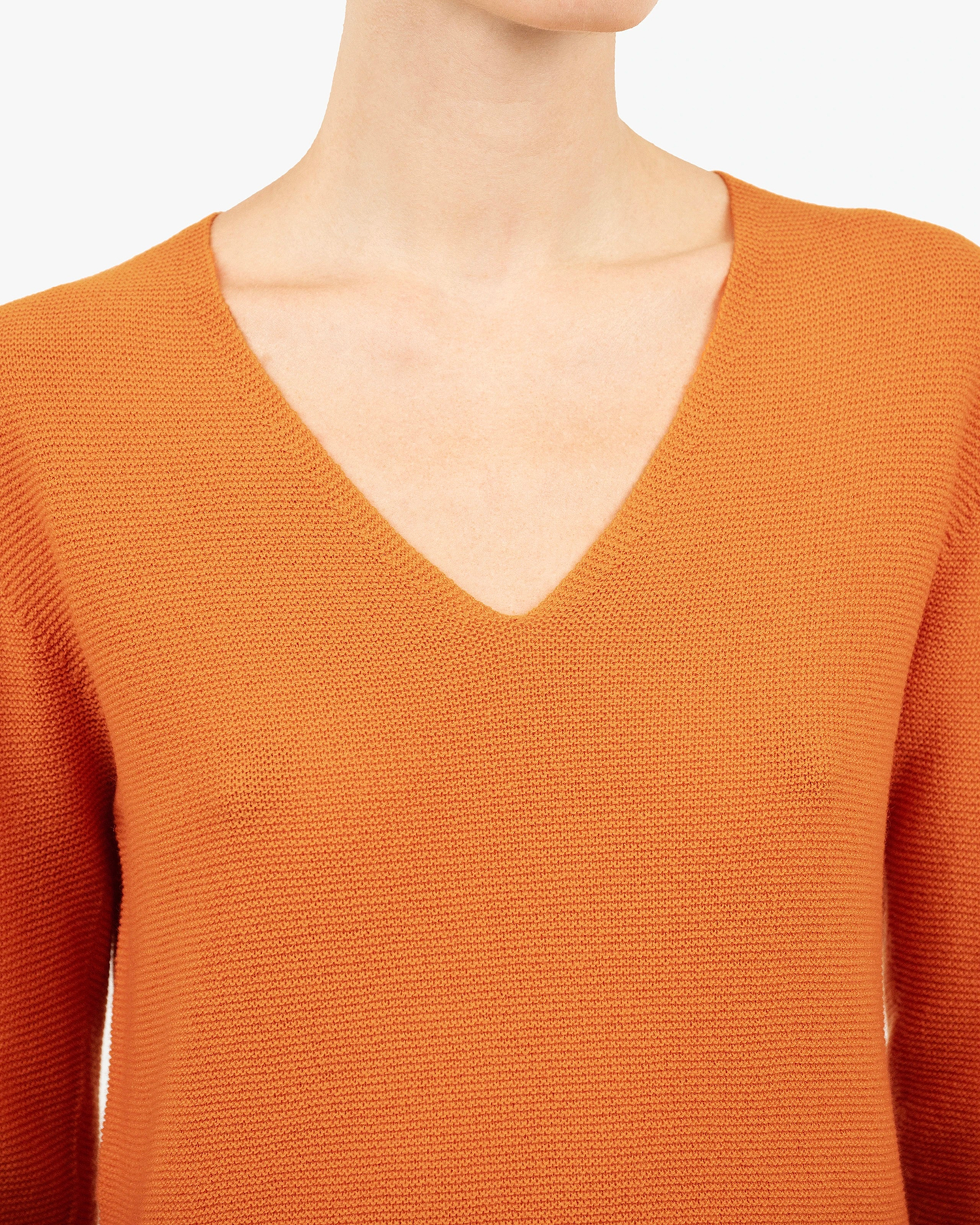 Women's Soffio V-Neck Sweater - Orange Cashmere