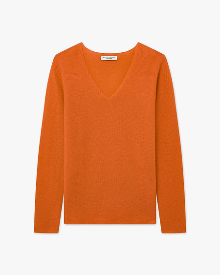 Women's Soffio V-Neck Sweater - Orange Cashmere