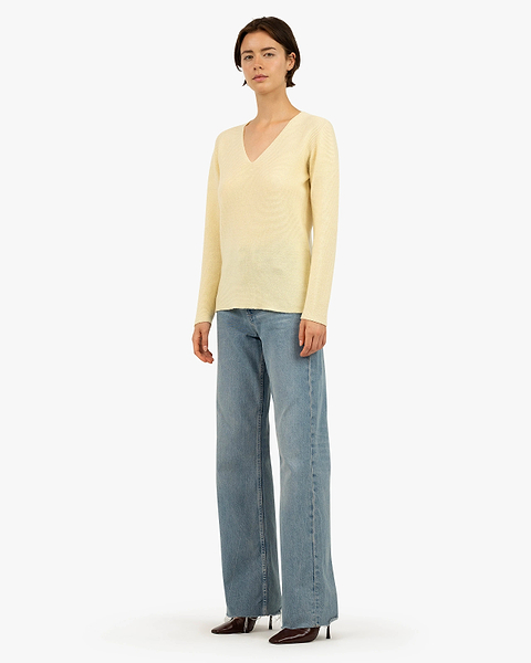 Women's Soffio V-Neck Sweater - Yellow Cashmere