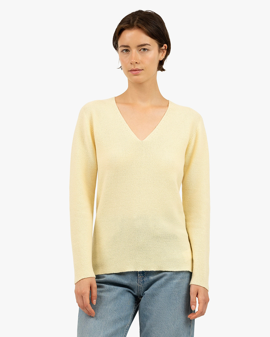 Women's Soffio V-Neck Sweater - Yellow Cashmere