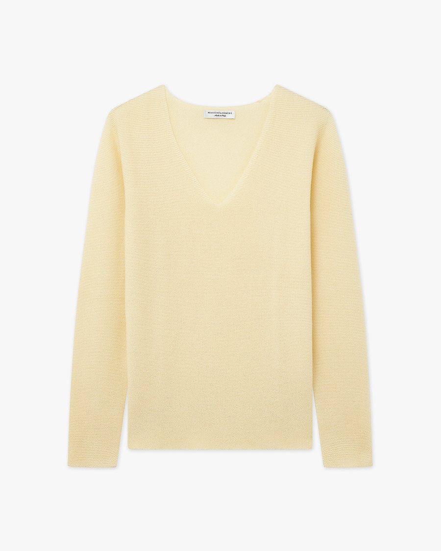Women's Soffio V-Neck Sweater - Yellow Cashmere