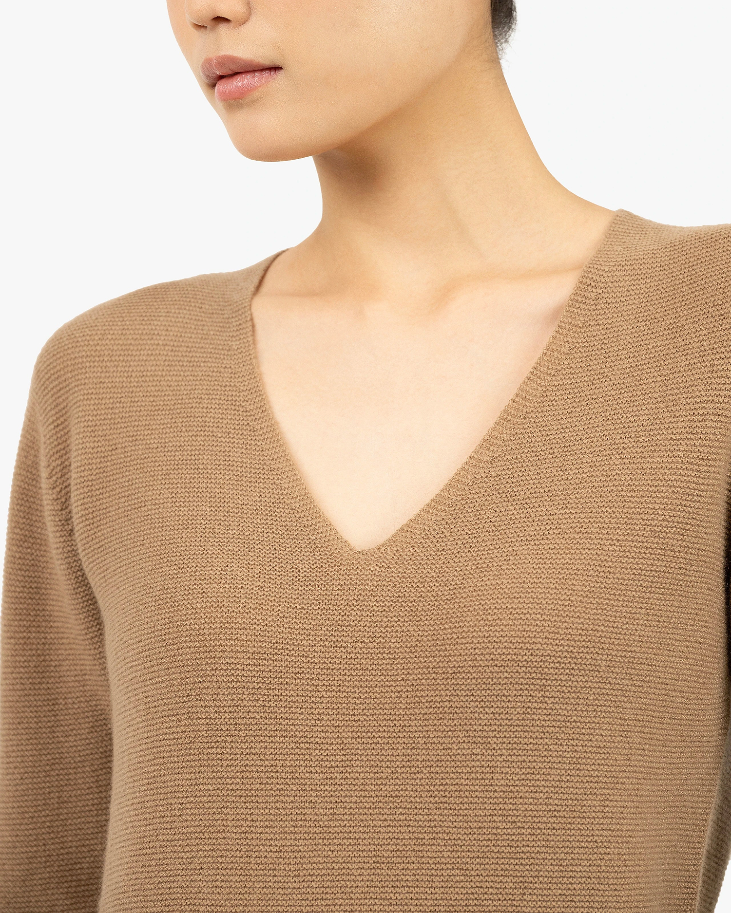 Women's Soffio V-Neck Sweater - Camel Cashmere