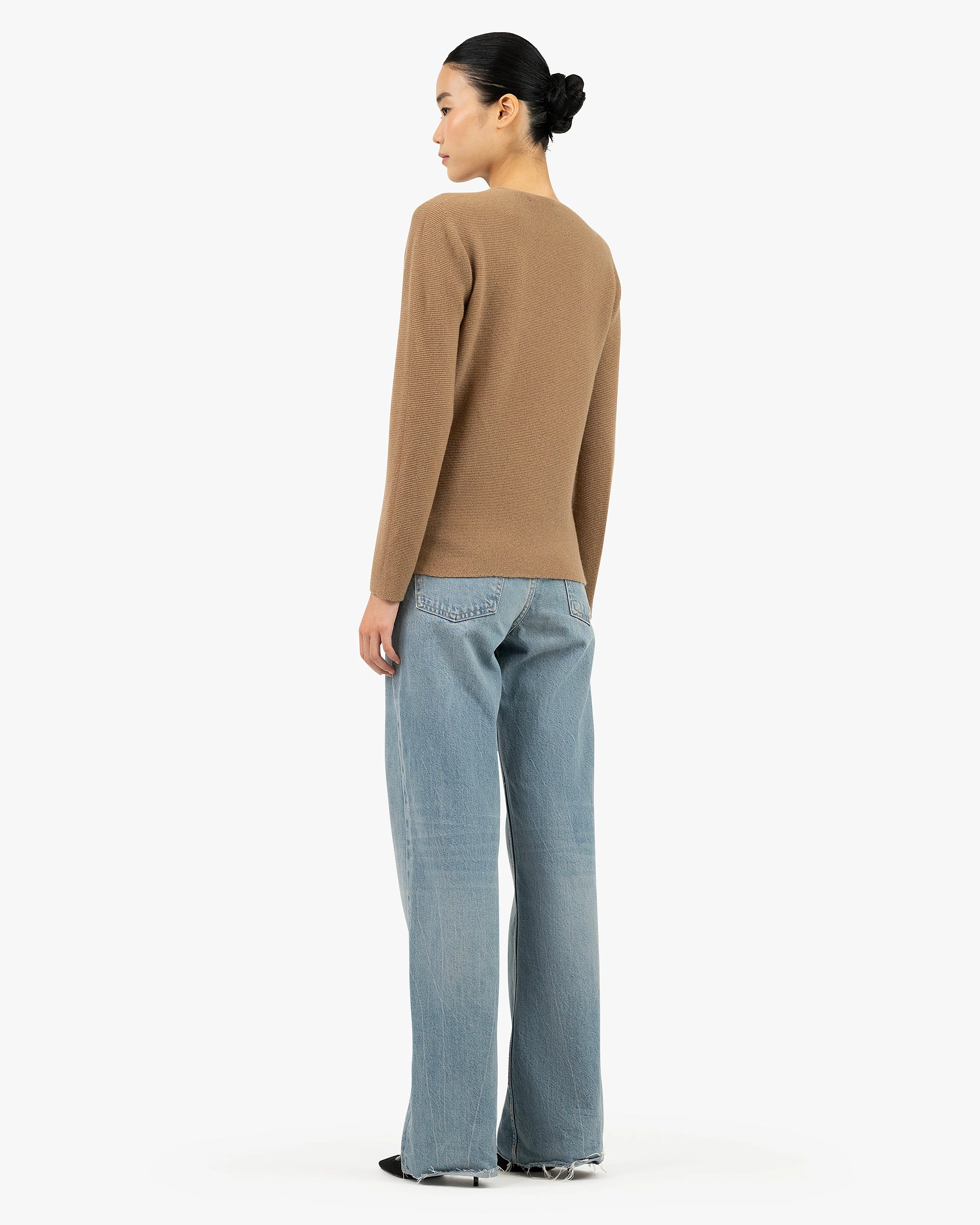 Women's Soffio V-Neck Sweater - Camel Cashmere