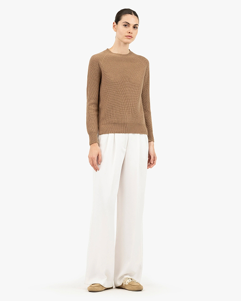 Women's Sorapis Crew Neck Sweater - Camel Cashmere