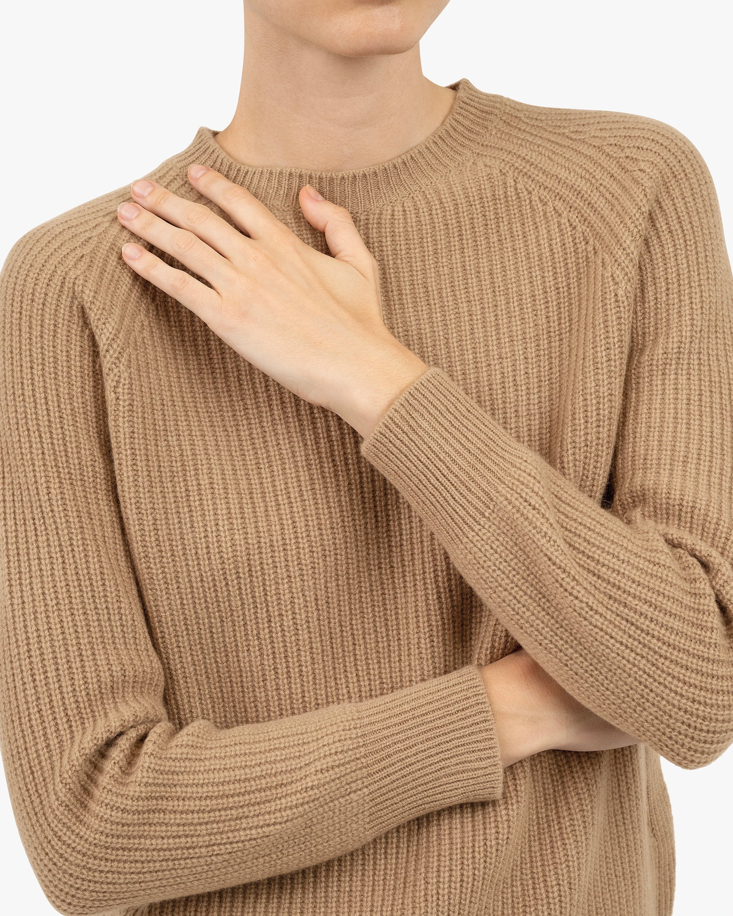 Women's Sorapis Crew Neck Sweater - Camel Cashmere