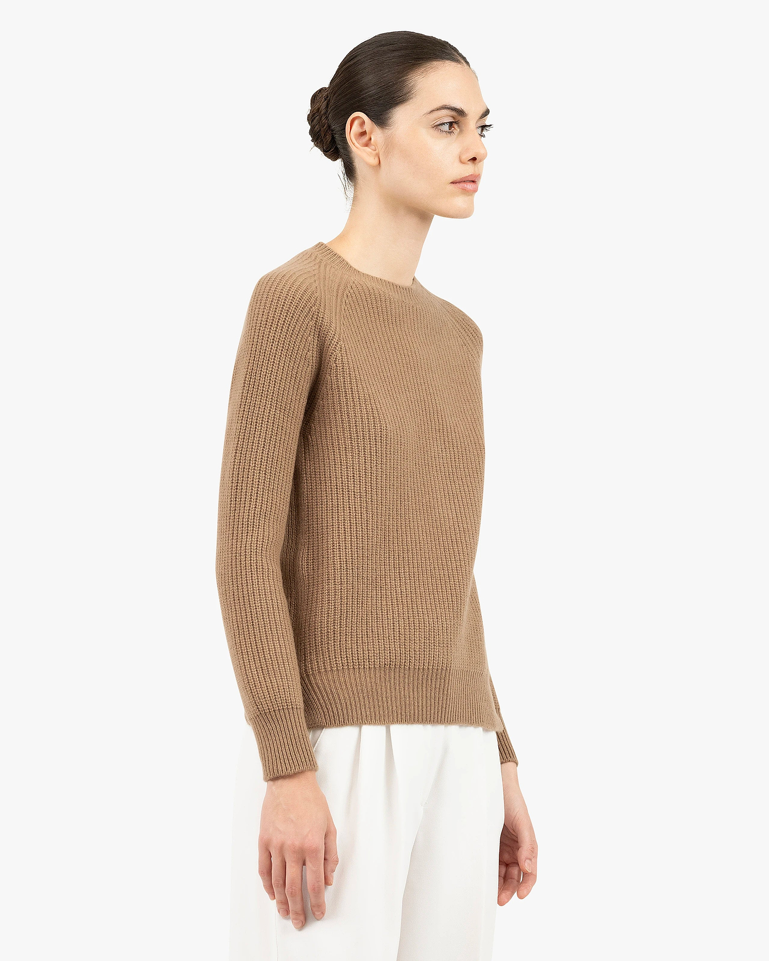 Women's Sorapis Crew Neck Sweater - Camel Cashmere