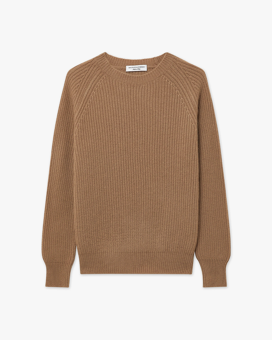 Women's Sorapis Crew Neck Sweater - Camel Cashmere