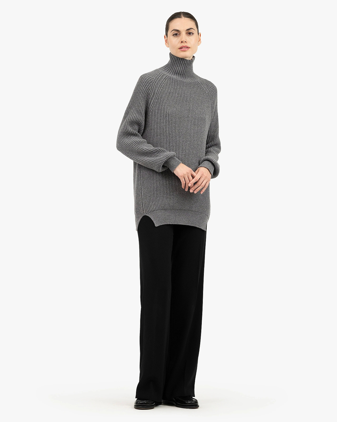 Women's Sorapis Cashmere Mock Neck Sweater - Grey | MaisonCashmere