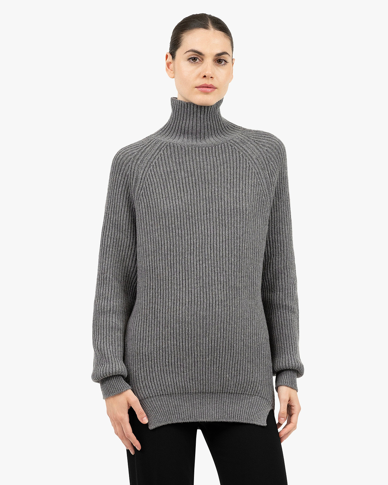 Women's Sorapis Cashmere Mock Neck Sweater - Grey | MaisonCashmere