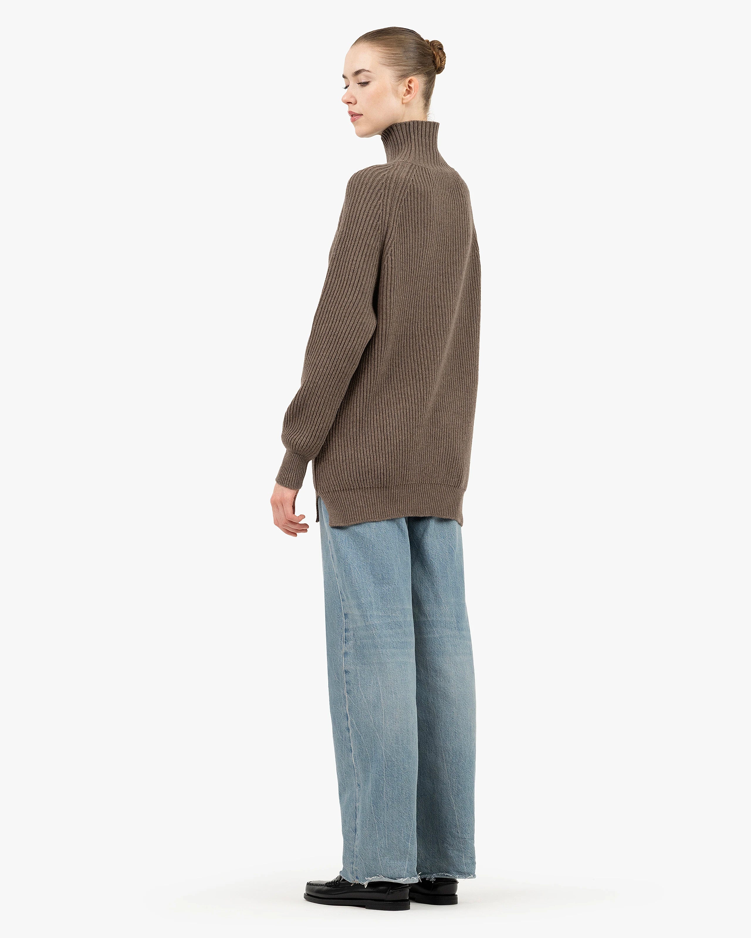 Sorapis Mock Neck Sweater - Brown Cashmere