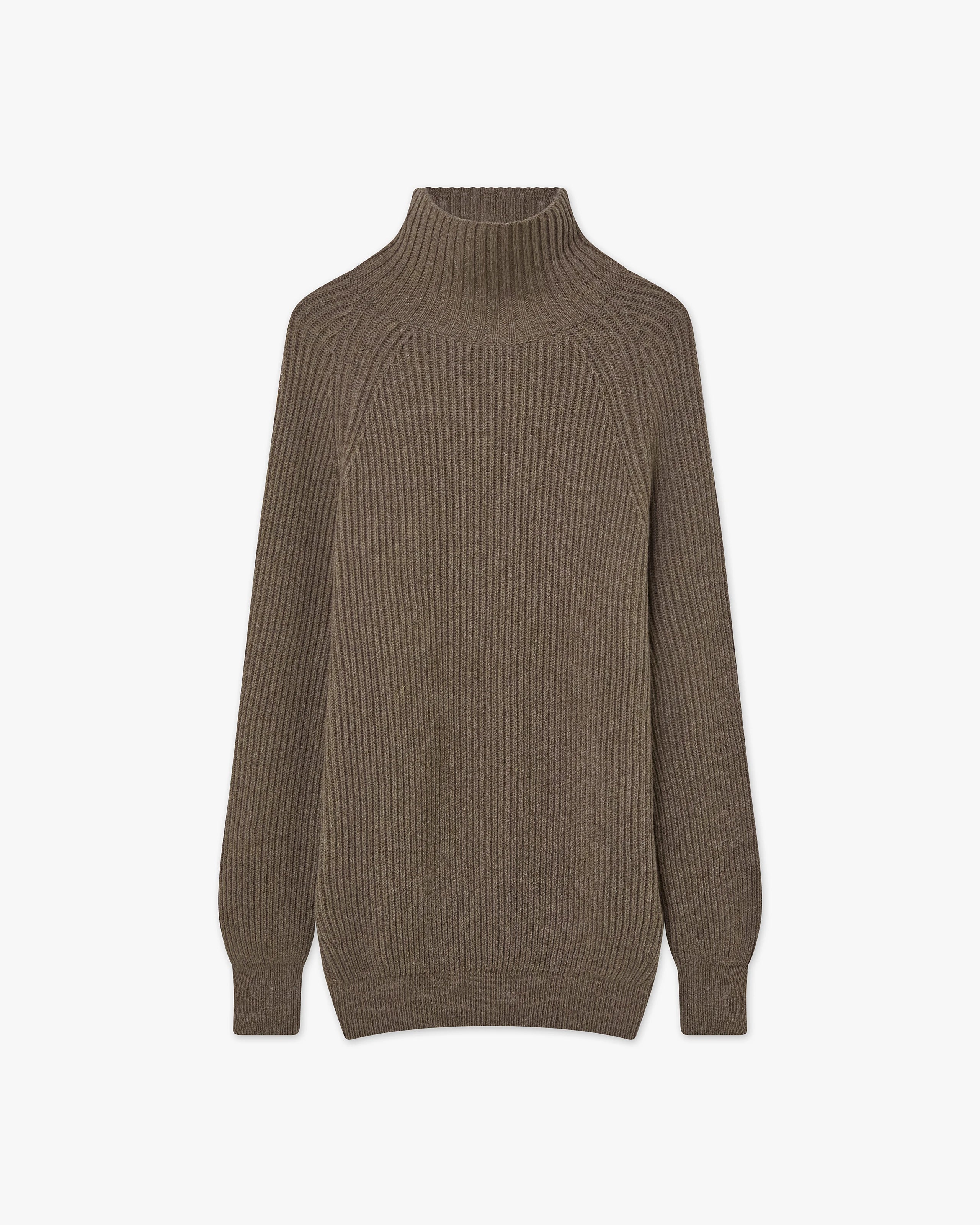 Sorapis Mock Neck Sweater - Brown Cashmere