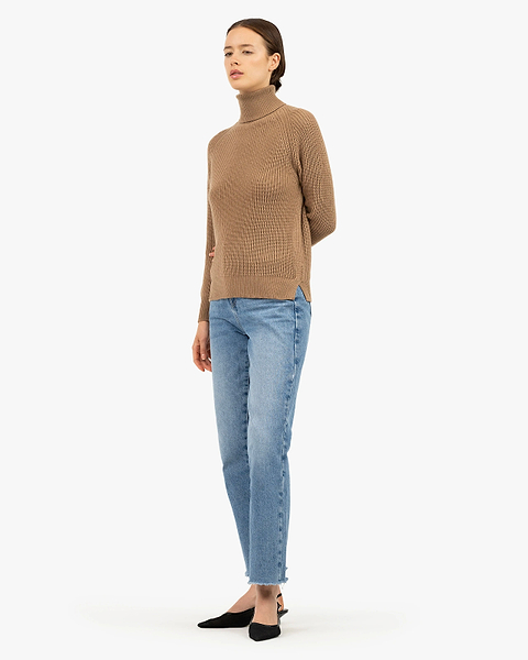 Women's Sorapis Turtleneck Sweater - Camel Cashmere