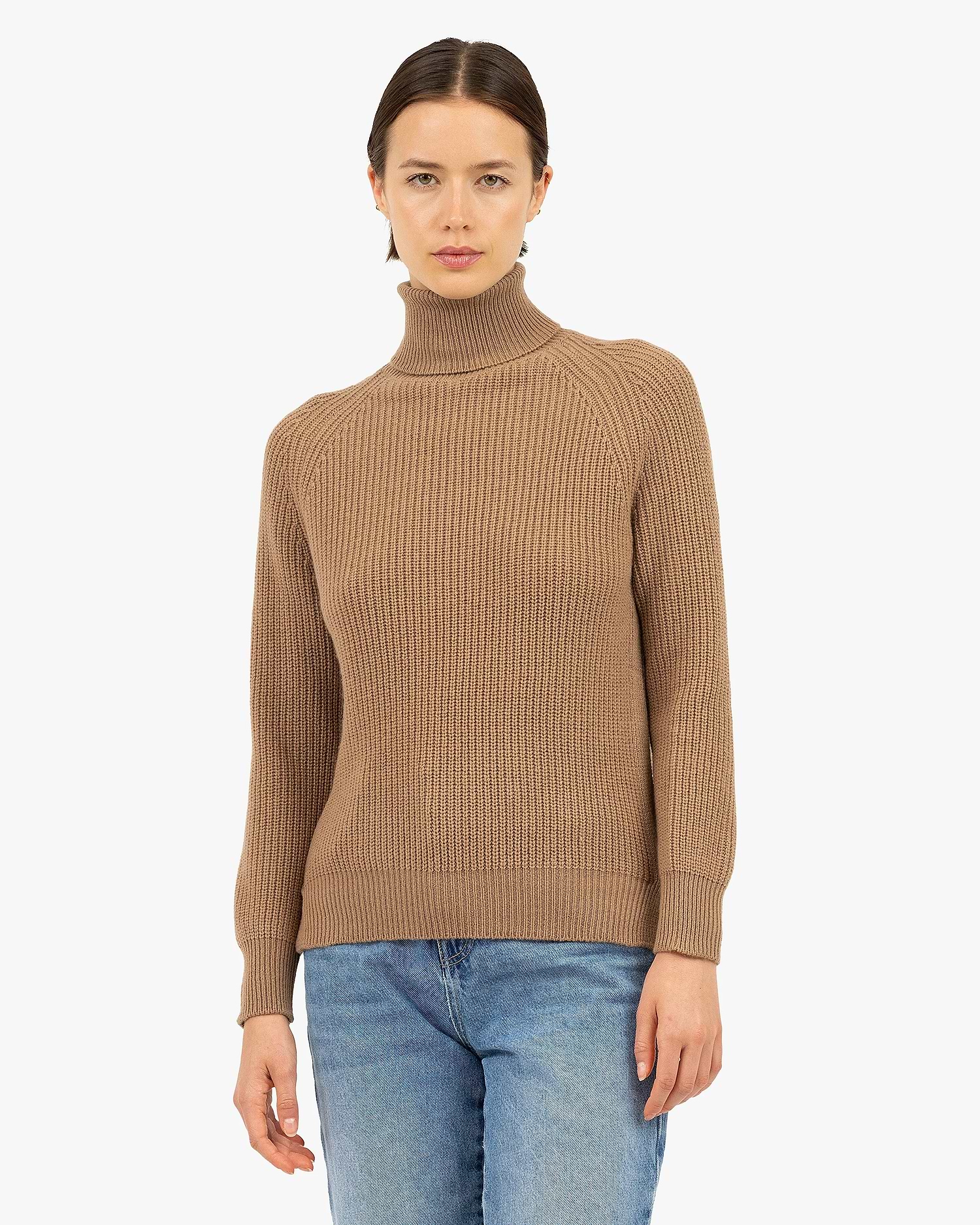 Women's Sorapis Cashmere Turtleneck Sweater - Camel | MaisonCashmere Women's Sorapis Cashmere Turtleneck Sweater - Camel | MaisonCashmere