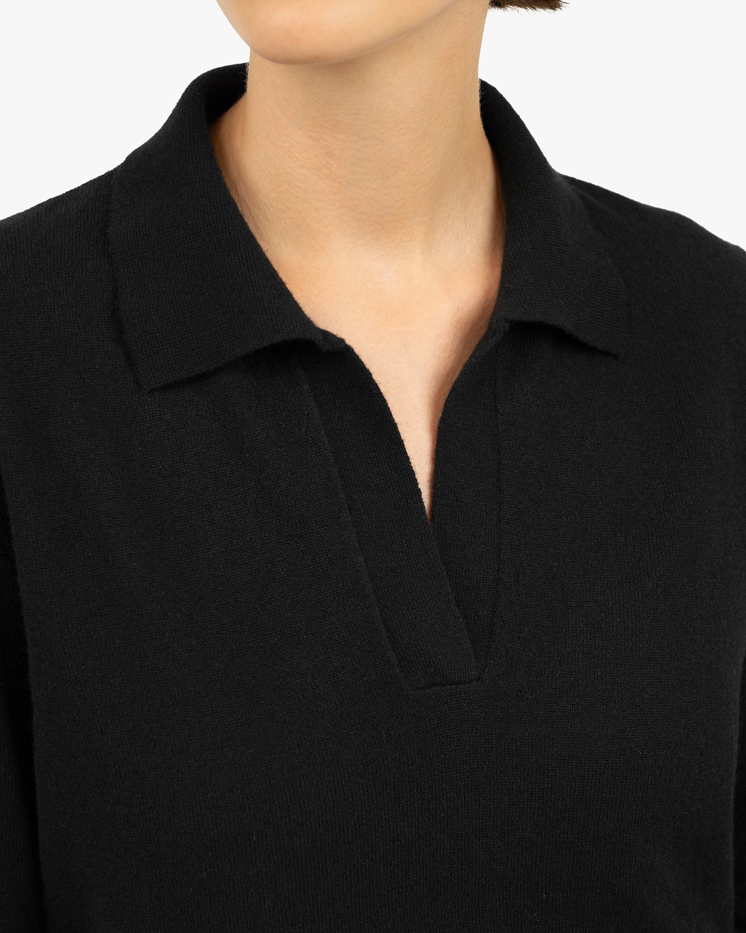 Women's Stresa Polo Sweater - Black Cashmere
