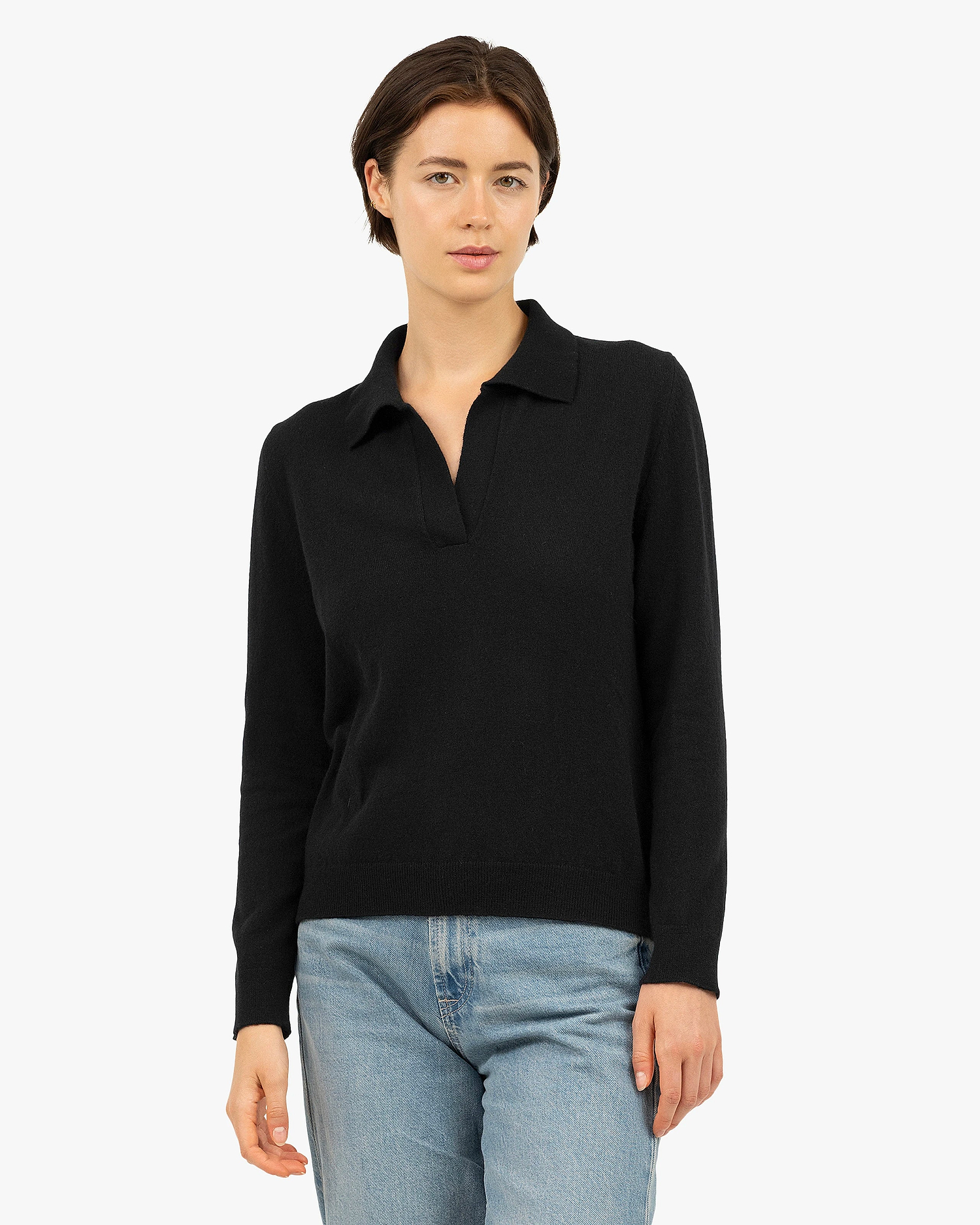 Women's Stresa Polo Sweater - Black Cashmere
