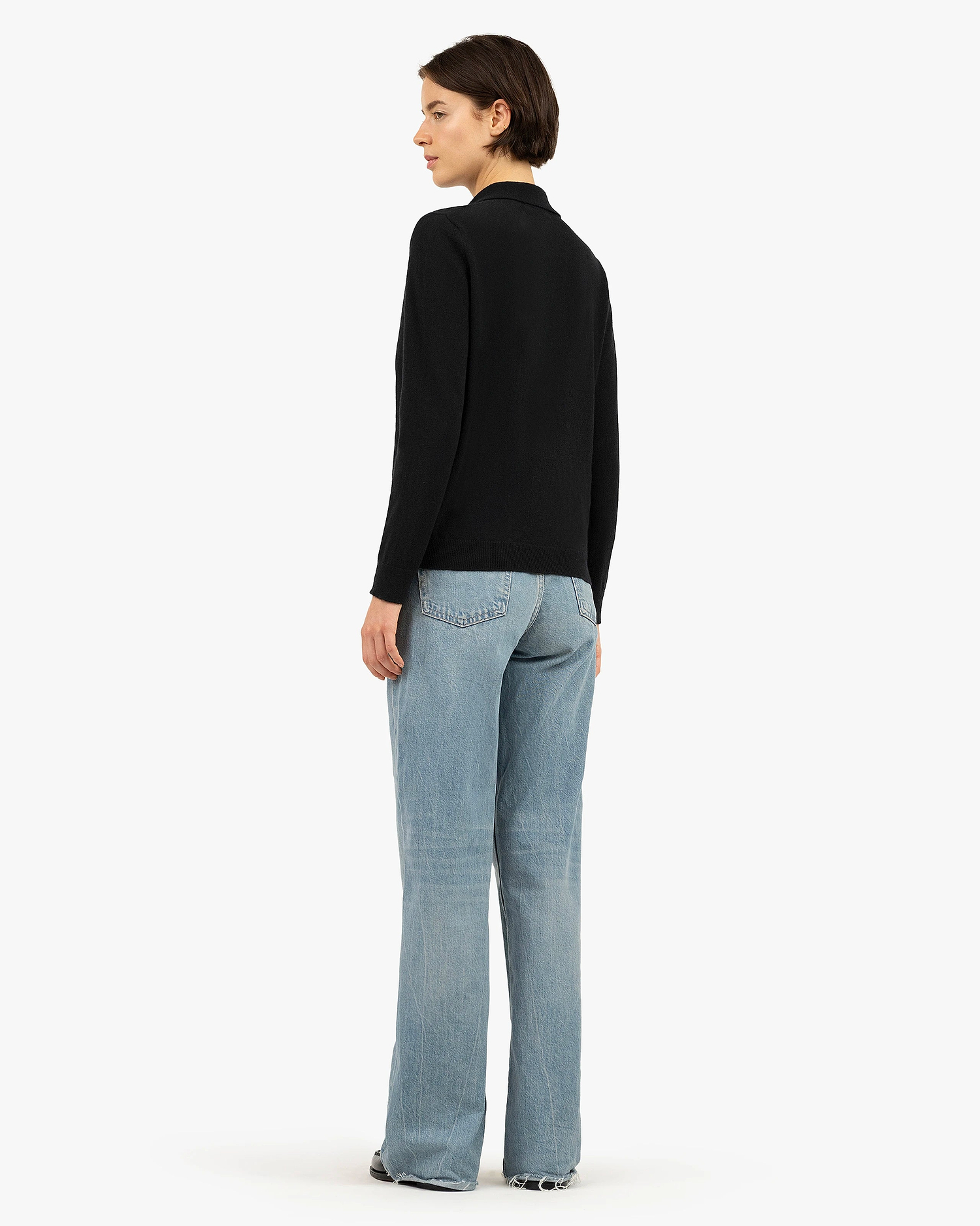 Women's Stresa Polo Sweater - Black Cashmere