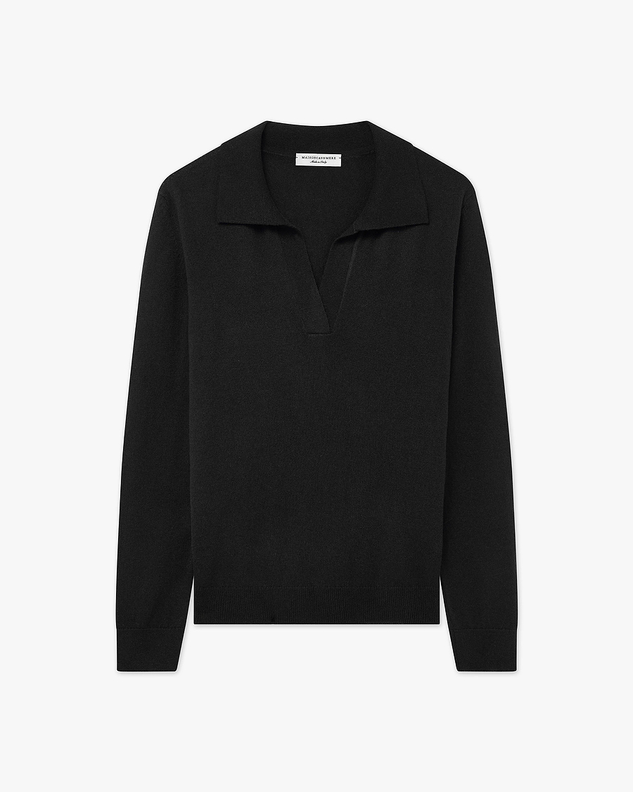 Women's Stresa Polo Sweater - Black Cashmere