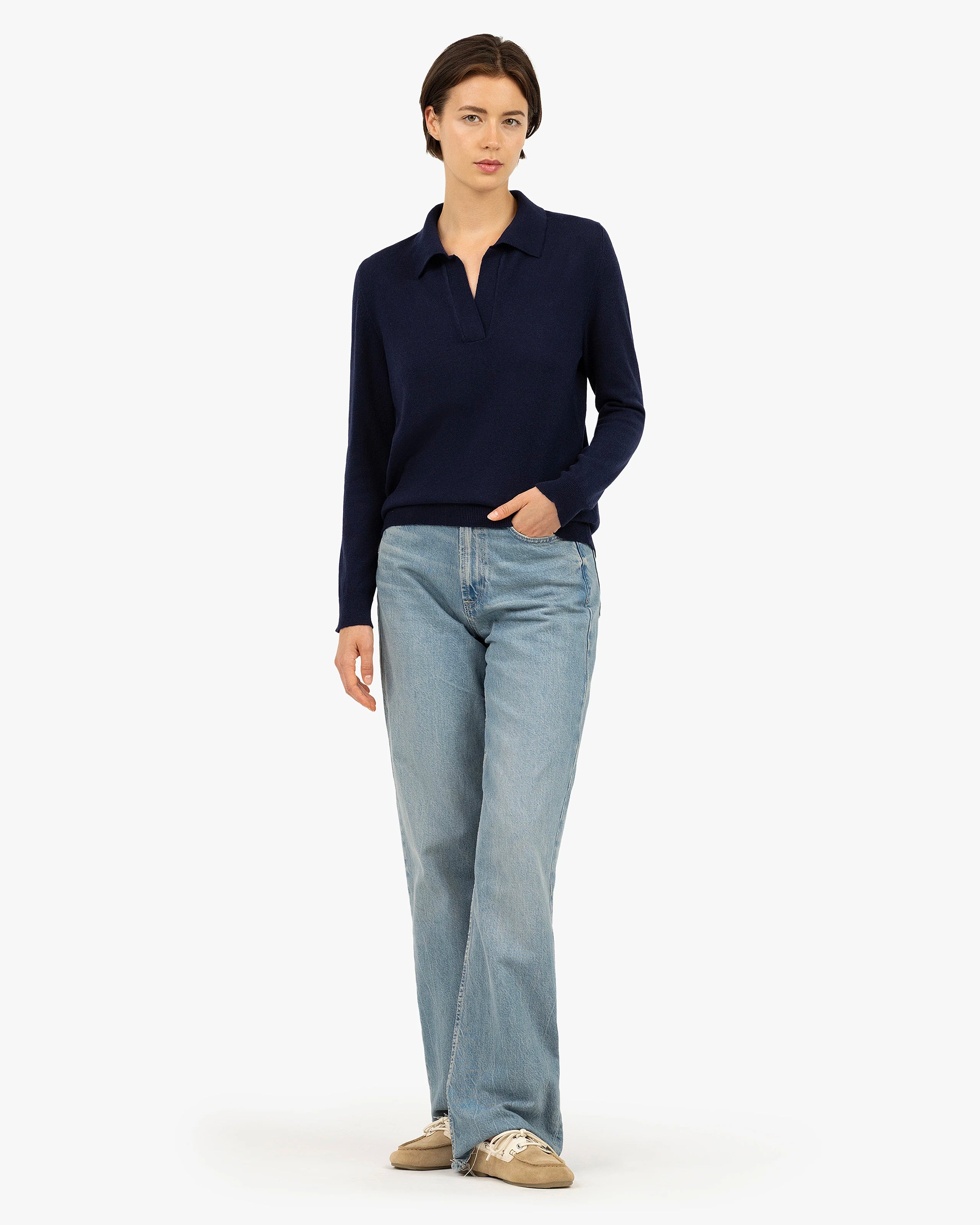 Women's Stresa Polo Sweater - Blue Cashmere
