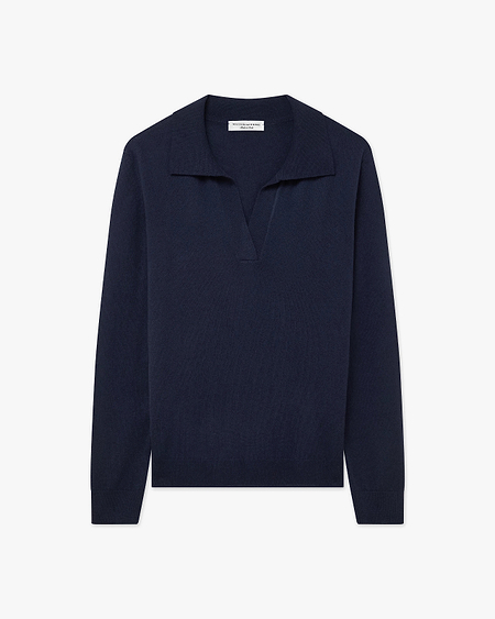 Women's Stresa Polo Sweater - Blue Cashmere