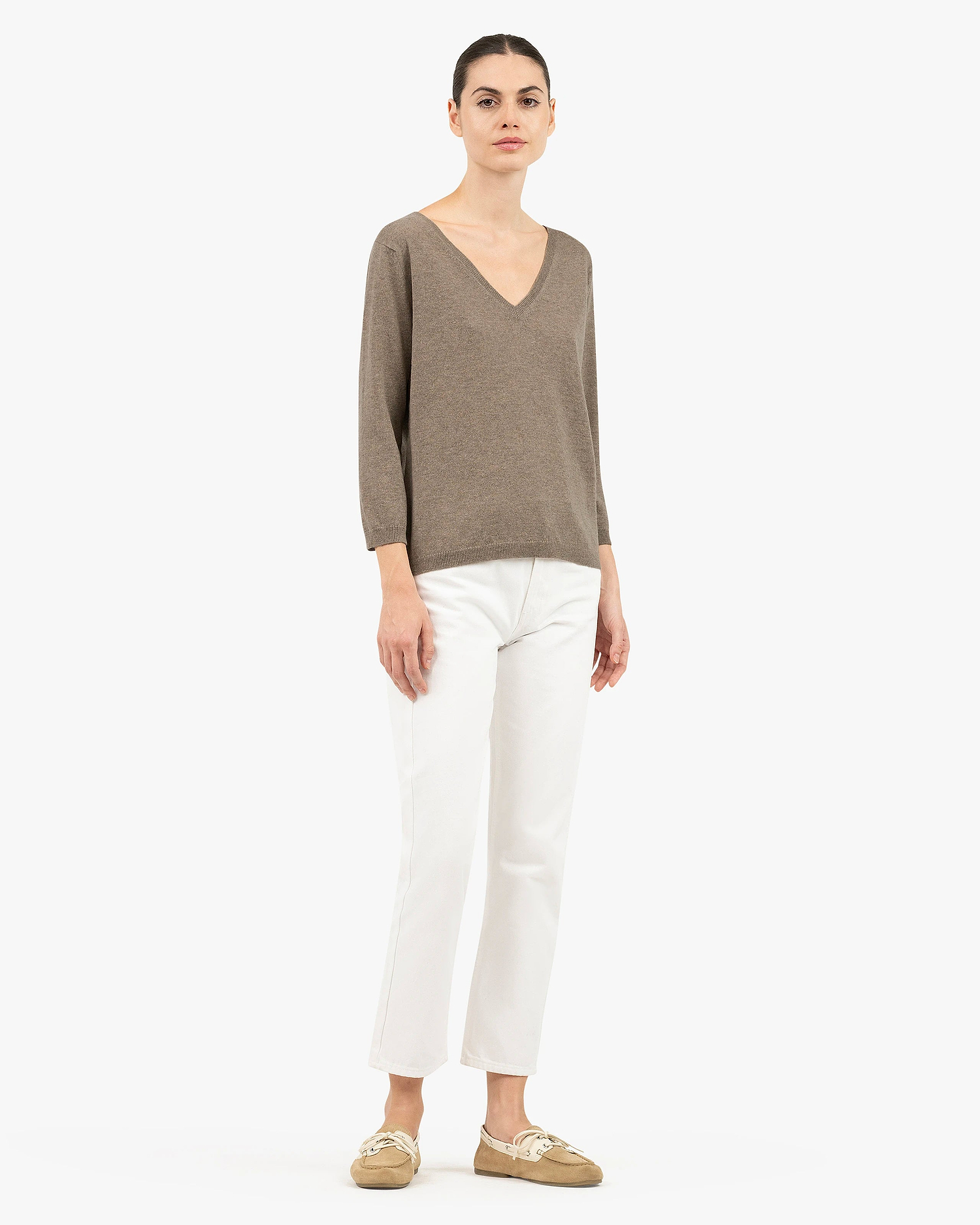 Women's Stresa V-Neck Sweater - Taupe Cashmere