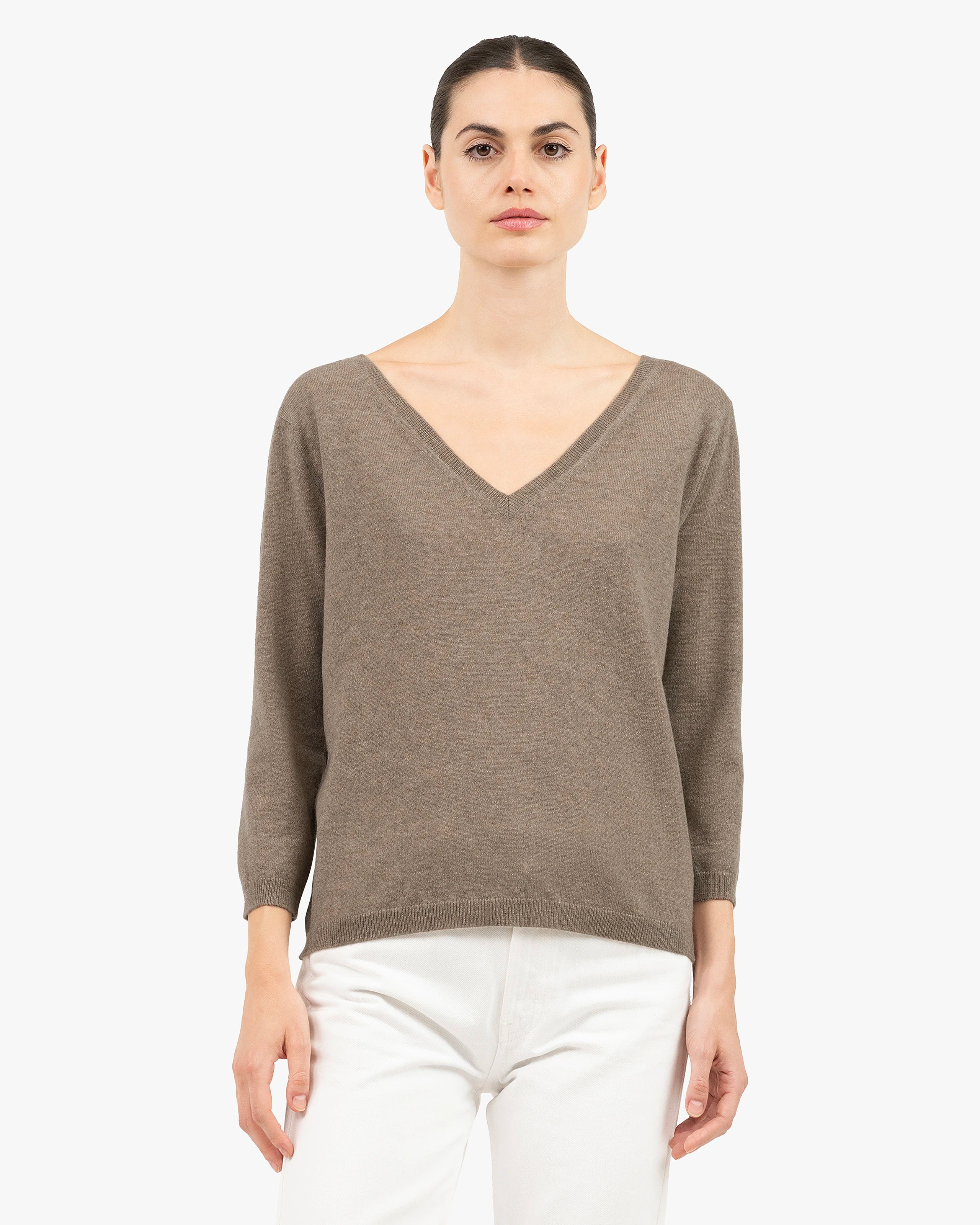 Women's Stresa V-Neck Sweater - Taupe Cashmere